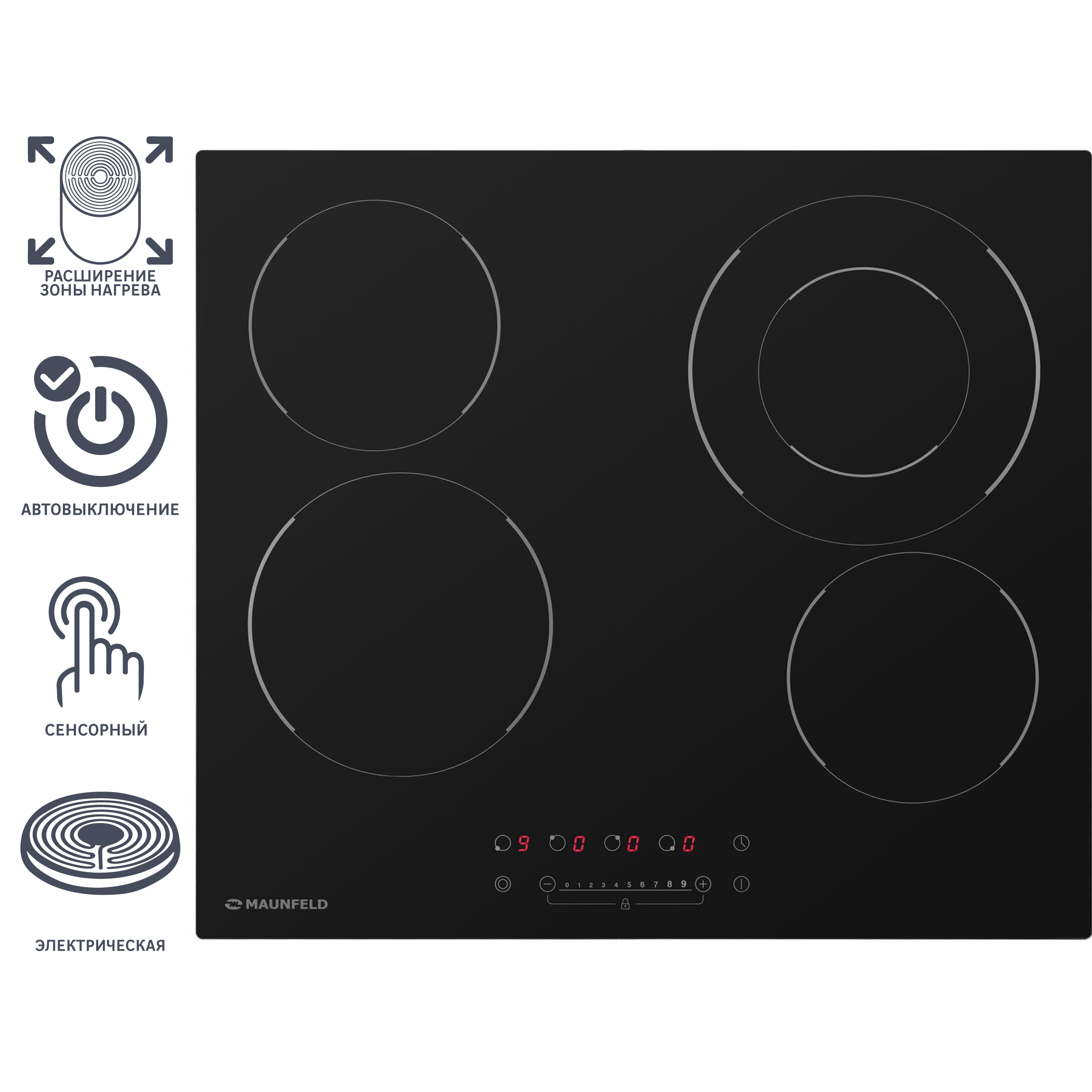 Изображение товара Электрическая варочная панель Maunfeld EVCE.594F.D-BK 59x52 см 4 конфорки цвет черный