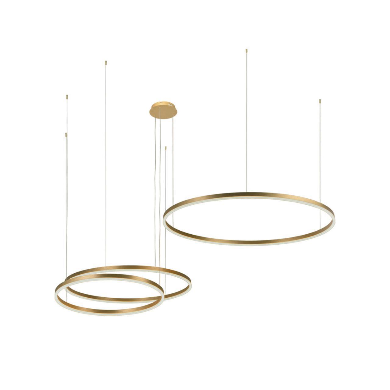 Изображение товара Светильник подвесной светодиодный LOFT IT 10017/3S Ring 38 м² теплый белый свет цвет золотой