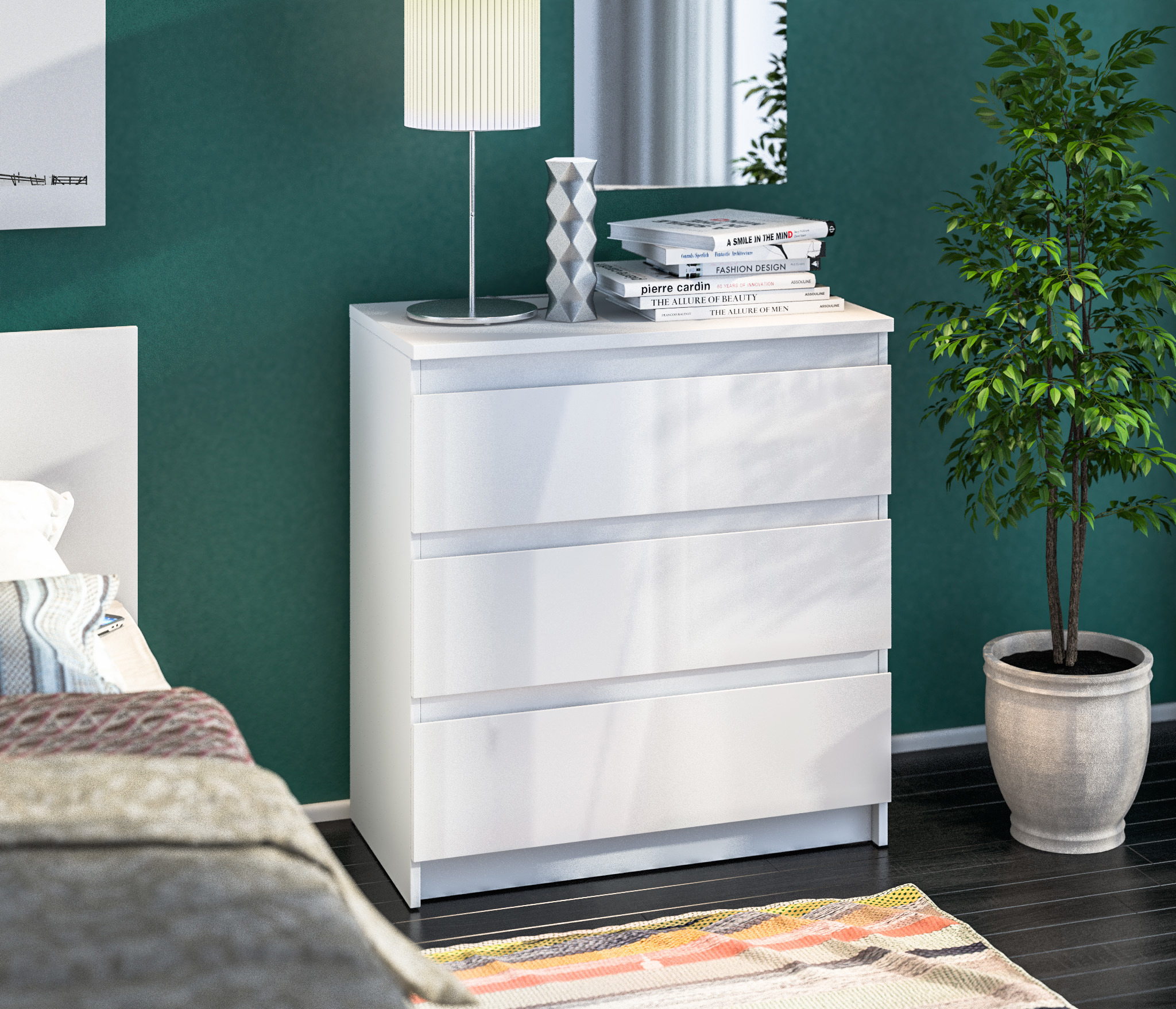 Изображение товара Комод Медея СБ-2347/1 3 ящика белый ЛДСП стиль минимализм Россия