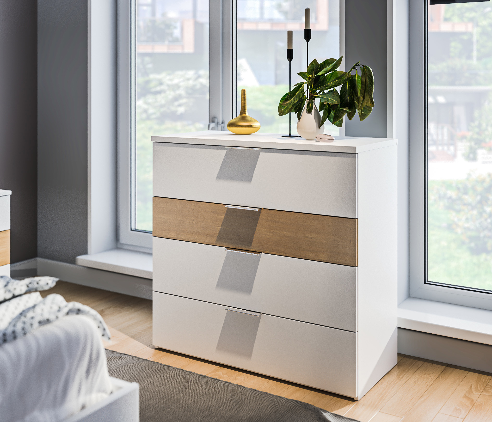 Изображение товара Комод Столплит Мальта СБ-3296 4 ящика белый 90x40x87 см