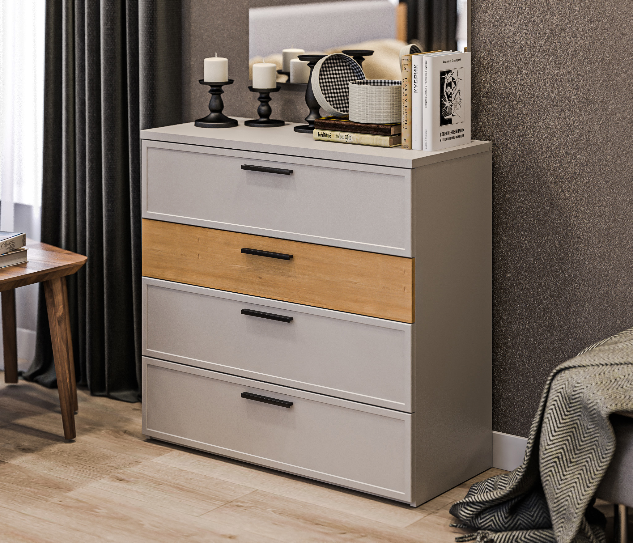 Изображение товара Комод Милан СБ-3296 4 ящика серый современный дизайн российский производитель