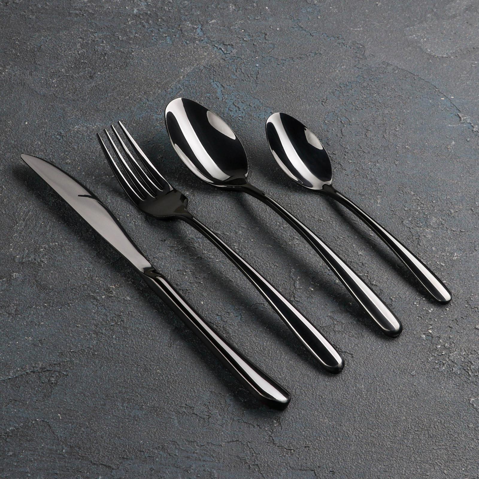 Изображение товара Набор столовых приборов MAGISTRO Вудс 4 предмета из нержавеющей стали черный