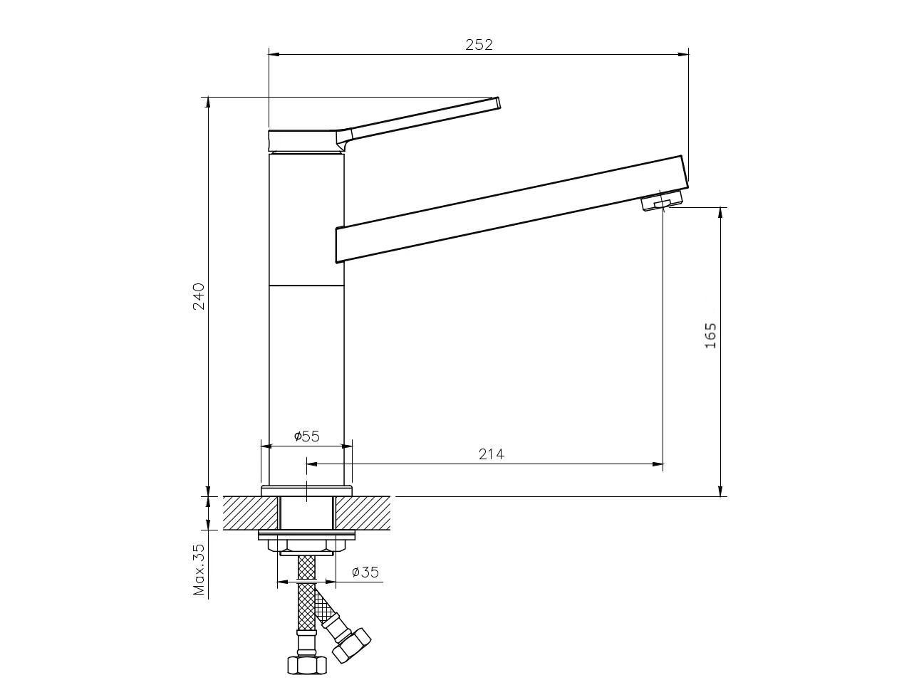 Изображение товара Смеситель для кухни однорычажный Rush MS9035-36 латунь хром