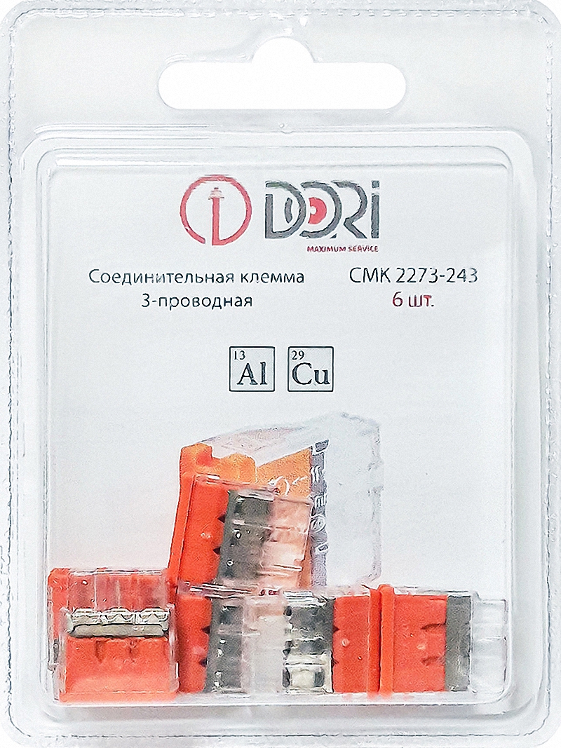 Изображение товара Клемма соединительная Dori СМК 2273-243 3-проводная с пастой 6 шт