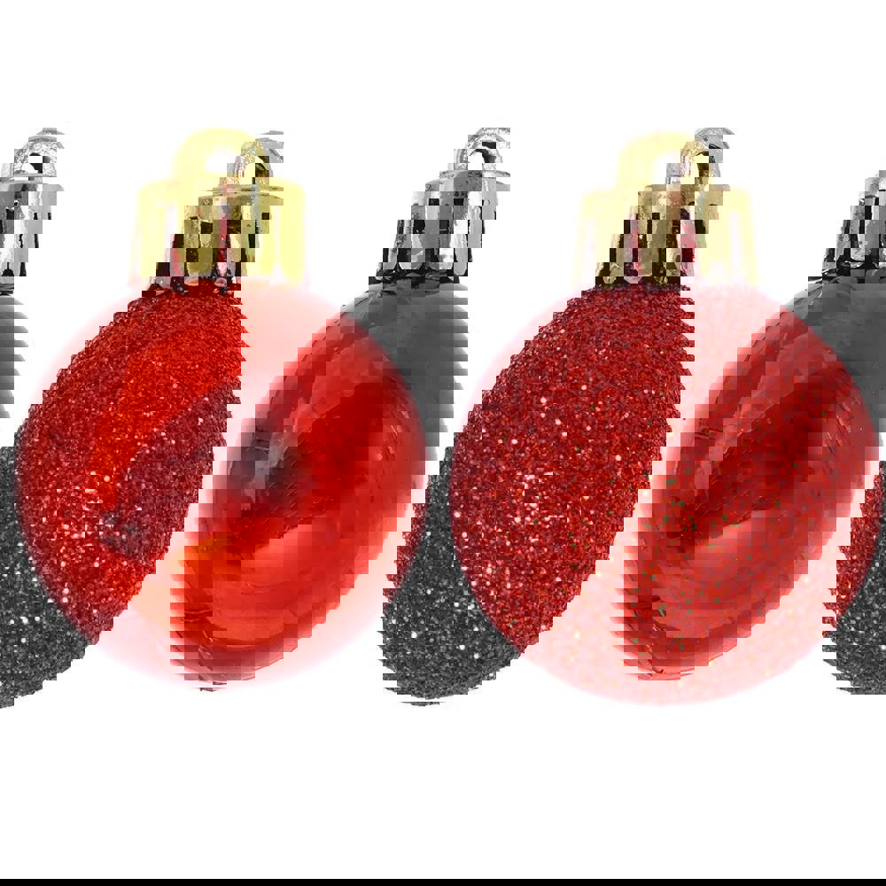 Изображение товара Набор из 25 новогодних елочных шаров красного цвета Диаметр 3 см