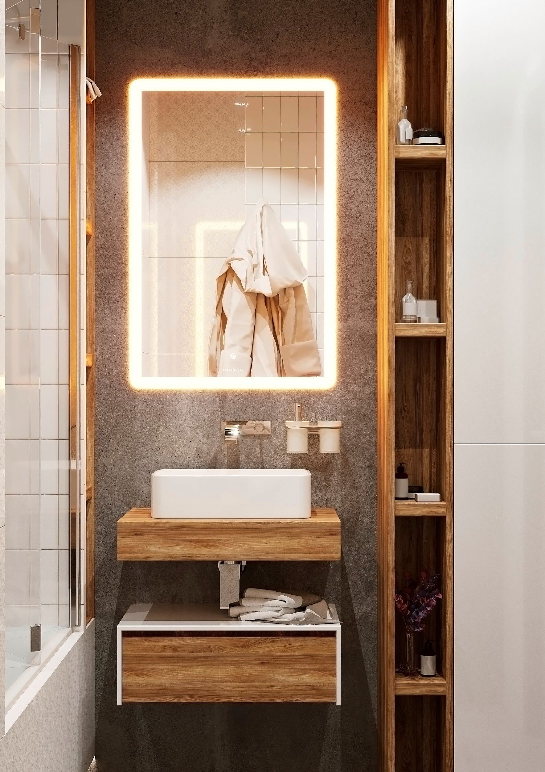 Изображение товара Зеркало для ванной Omega Glass Тип 3 SD653 с подсветкой 80x60 см прямоугольное