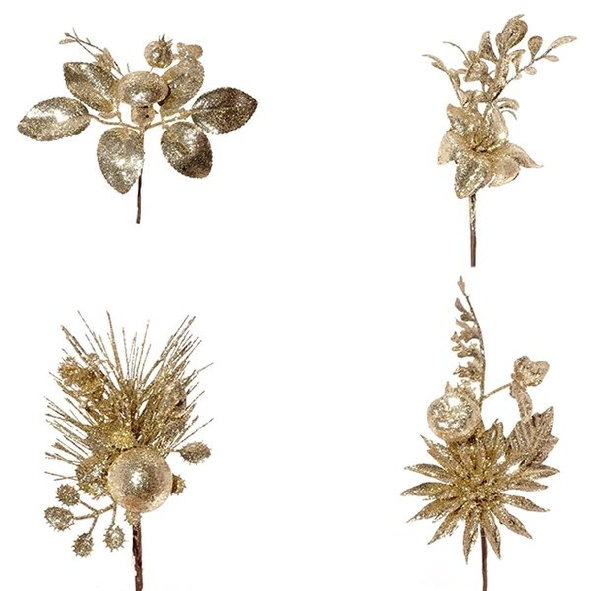 Изображение товара Искусственный объемный цветок с глитером для новогоднего украшения