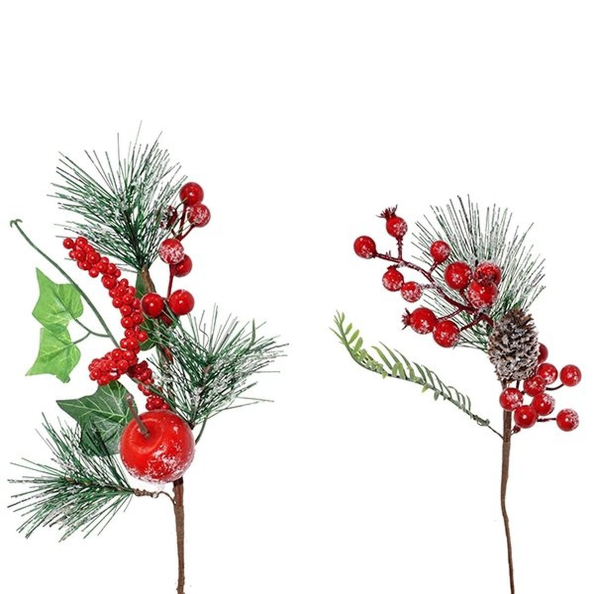 Изображение товара Декоративная ветка с красными ягодами 13x8x31 см новогоднее украшение