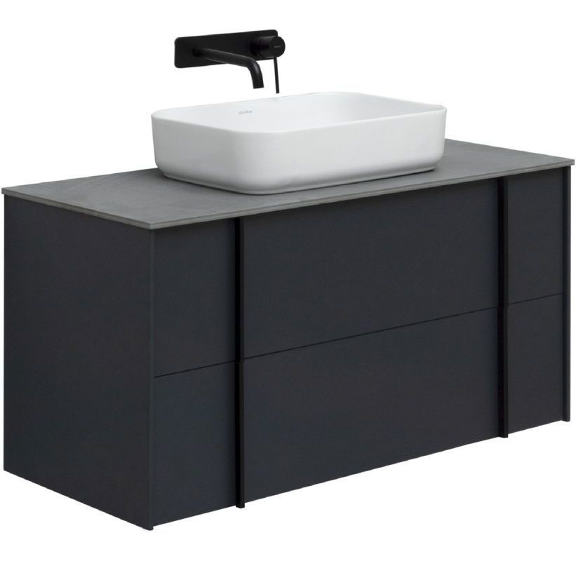 Изображение товара Тумба под раковину Allen Brau Reality 100 см черная подвесная с ящиками и пеналами