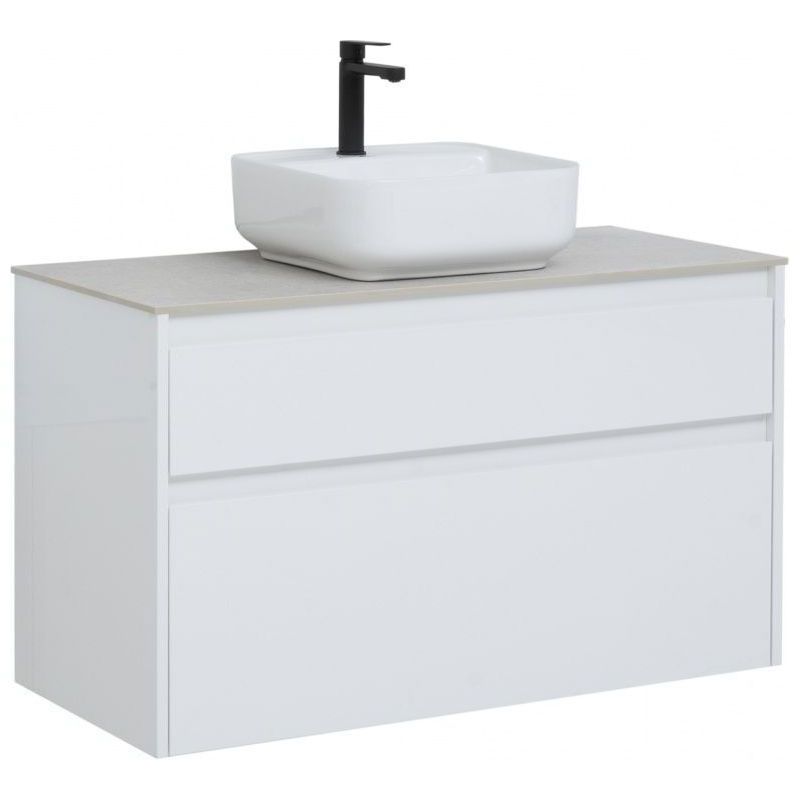 Изображение товара Тумба под раковину Aquanet Nova Lite 96.6 см белая с двумя ящиками и немецкими направляющими