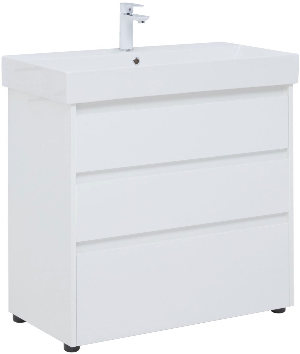 Изображение товара Тумба под раковину напольная Aquanet Nova Lite 82 см белый глянец