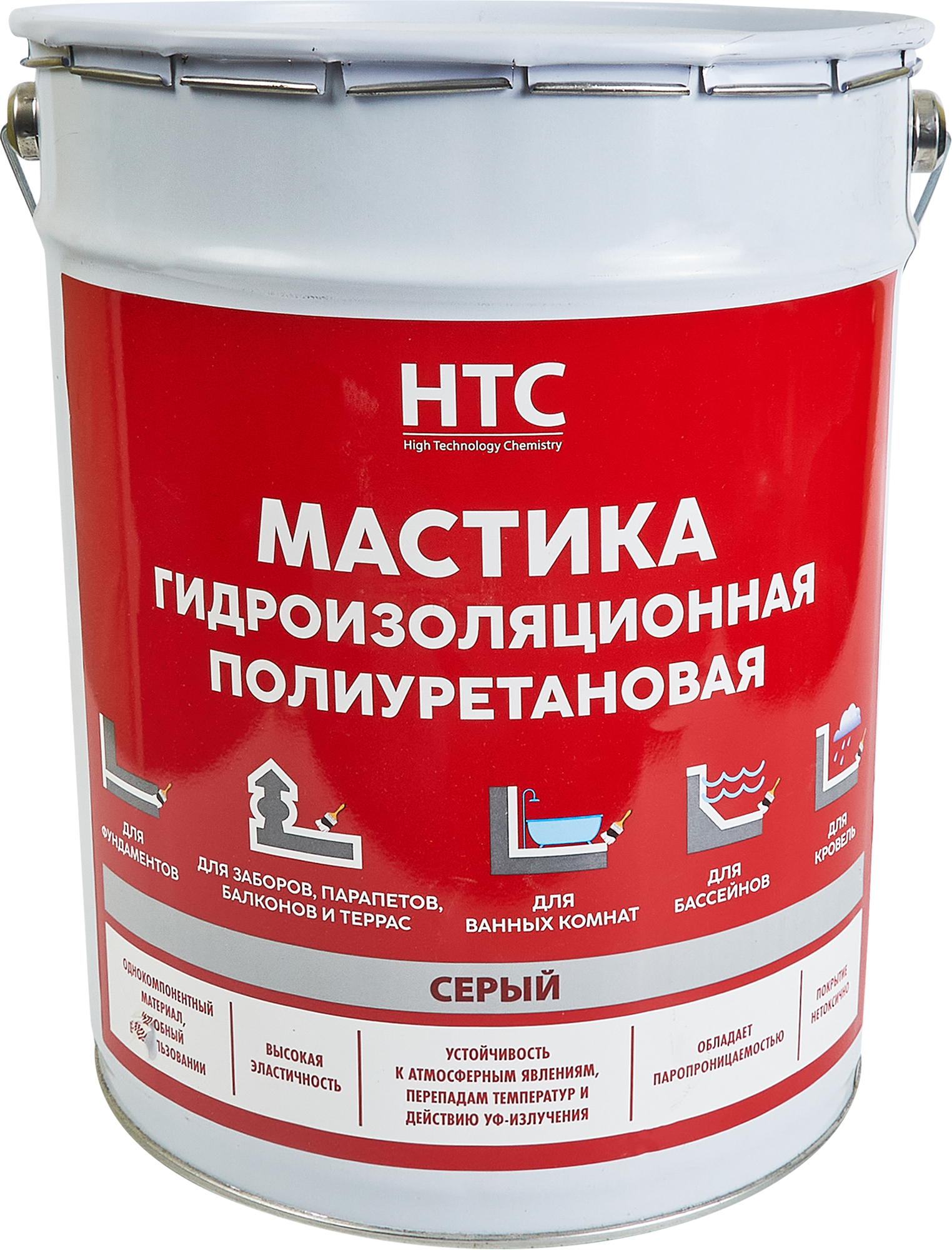 Изображение товара Мастика гидроизоляционная полиуретановая HTC 25 кг цвет серый