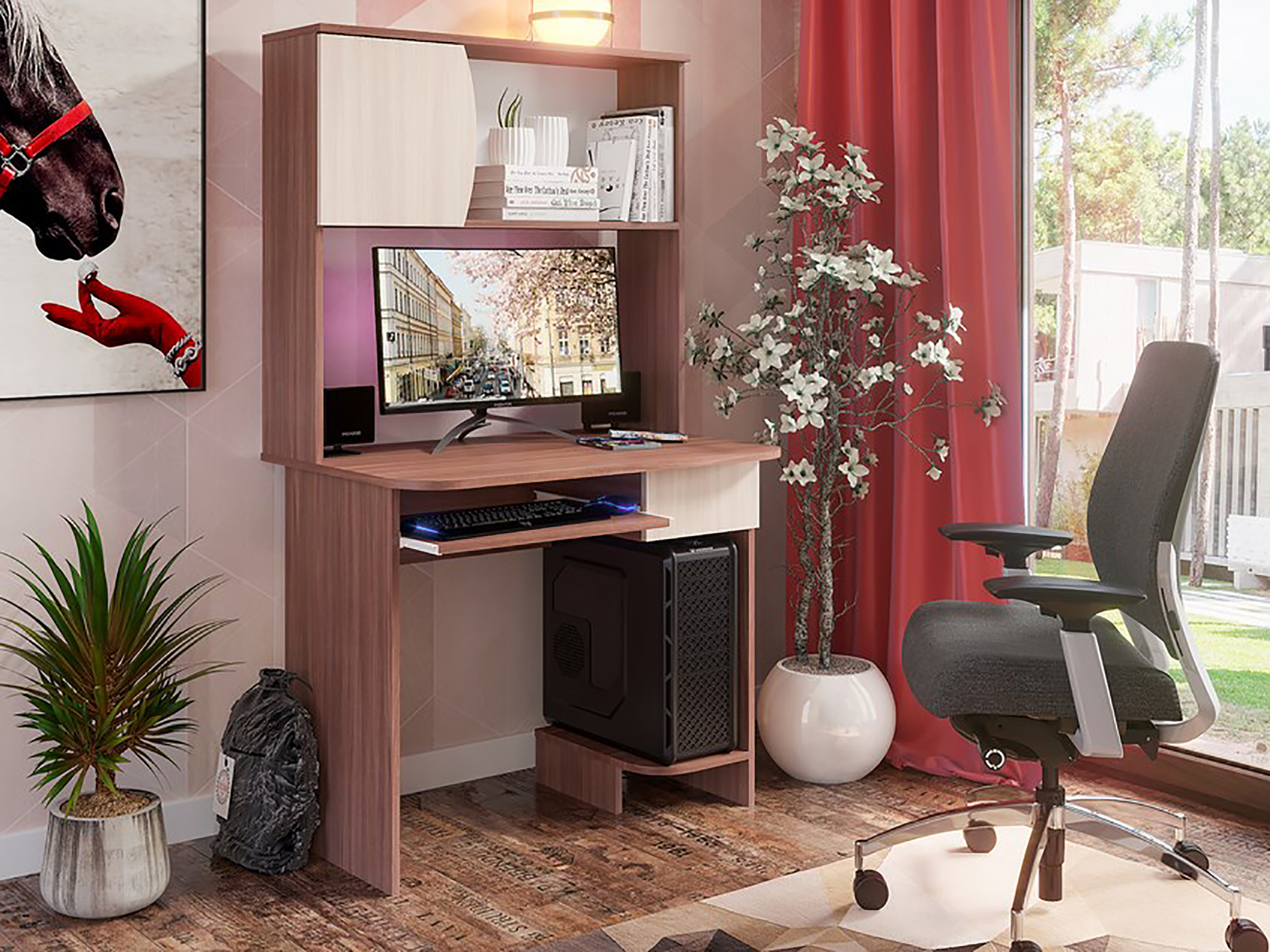 Изображение товара Компьютерный стол Стендмебель Ут-00015109 90x158x60 см Ясень шимо светлый