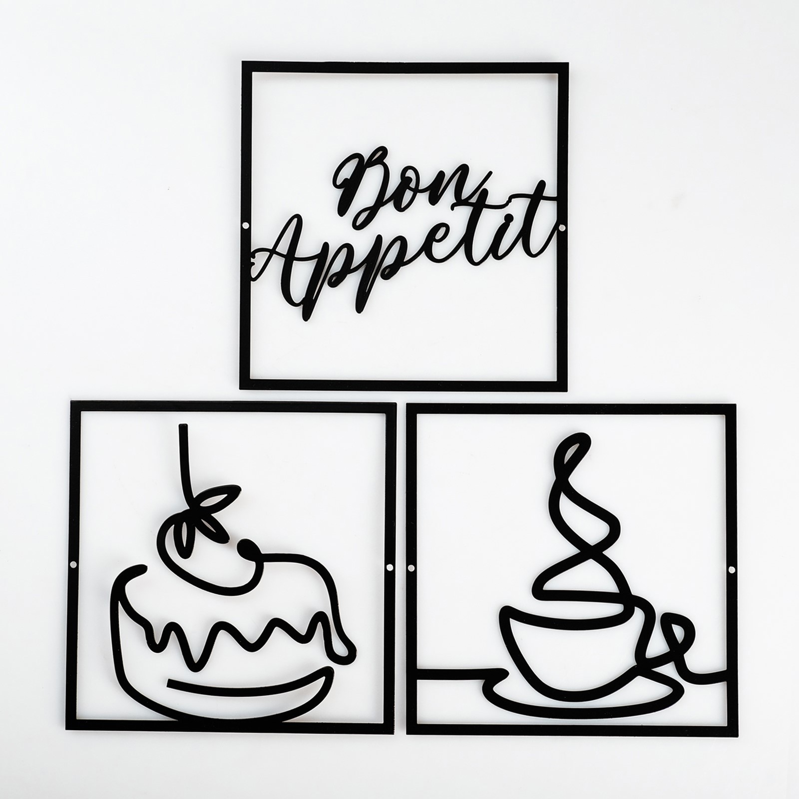 Изображение товара Панно металлическое "Bon appetit" черное набор 3 шт. 15x15см Изображение товара Панно металлическое "Bon appetit" черное набор 3 шт. 15x15см