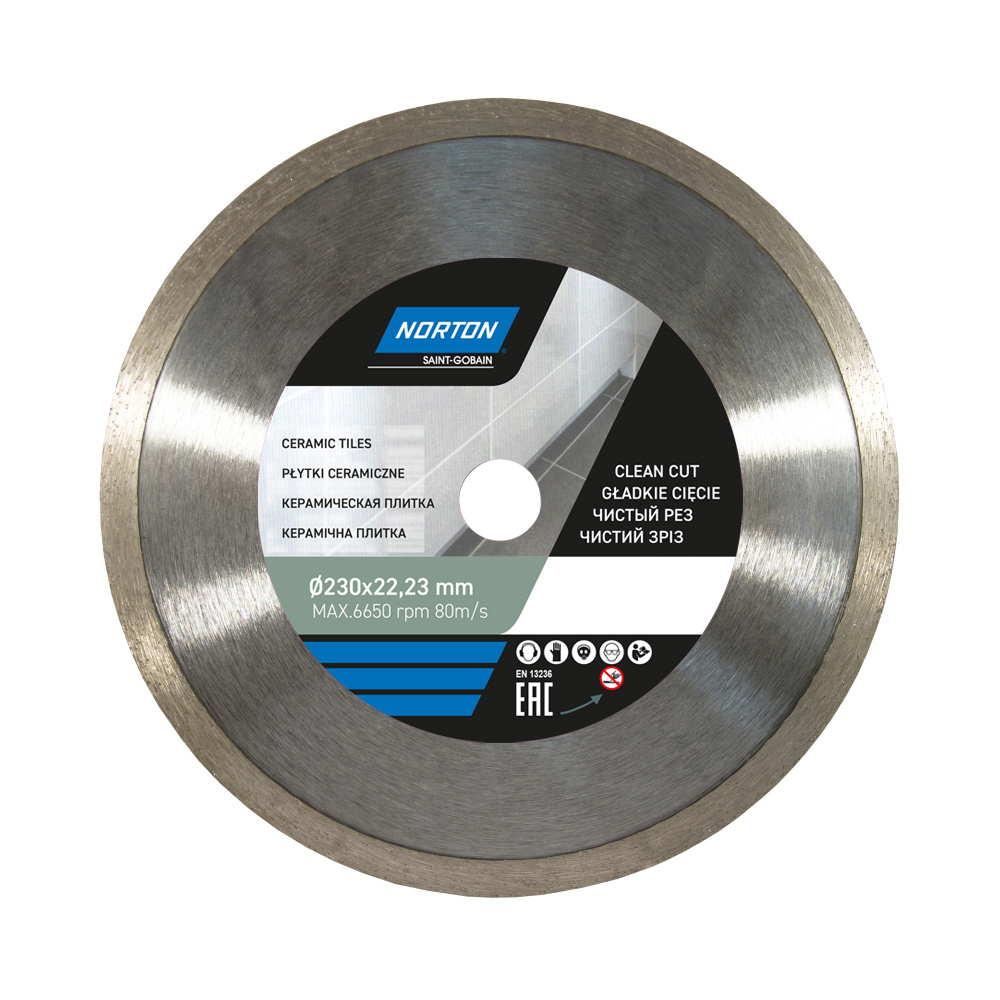 Изображение товара Диск алмазный по керамике Norton Ceram 70184601277 230 мм 1.8 мм сплошной кромкой