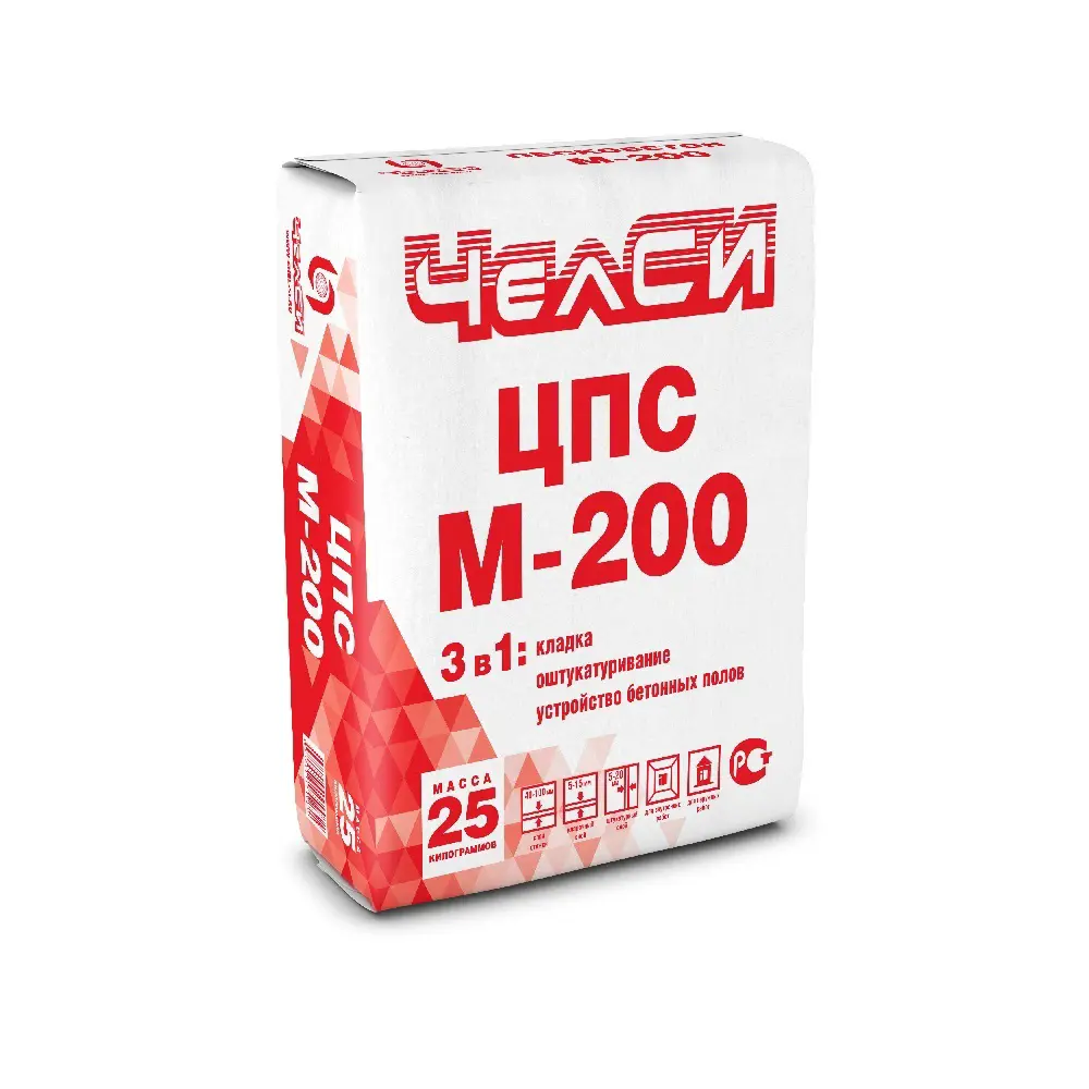 Смесь цементно-песчаная М200 (ЦПС) Челси 25 кг