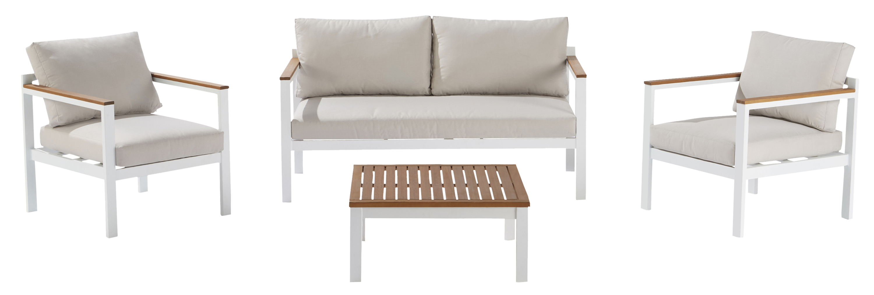 Изображение товара Набор садовой мебели Naterial Oris алюминий полиэстер дерево белый бежевый