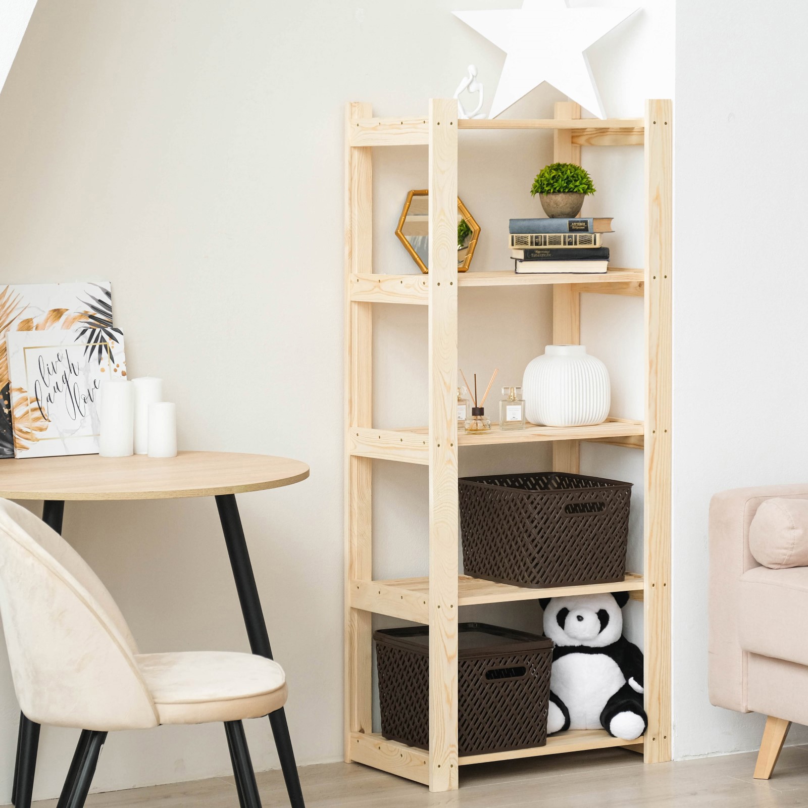 Изображение товара Деревянный стеллаж Добропаровъ 64x150x37.5 см с 5 полками для дома и склада