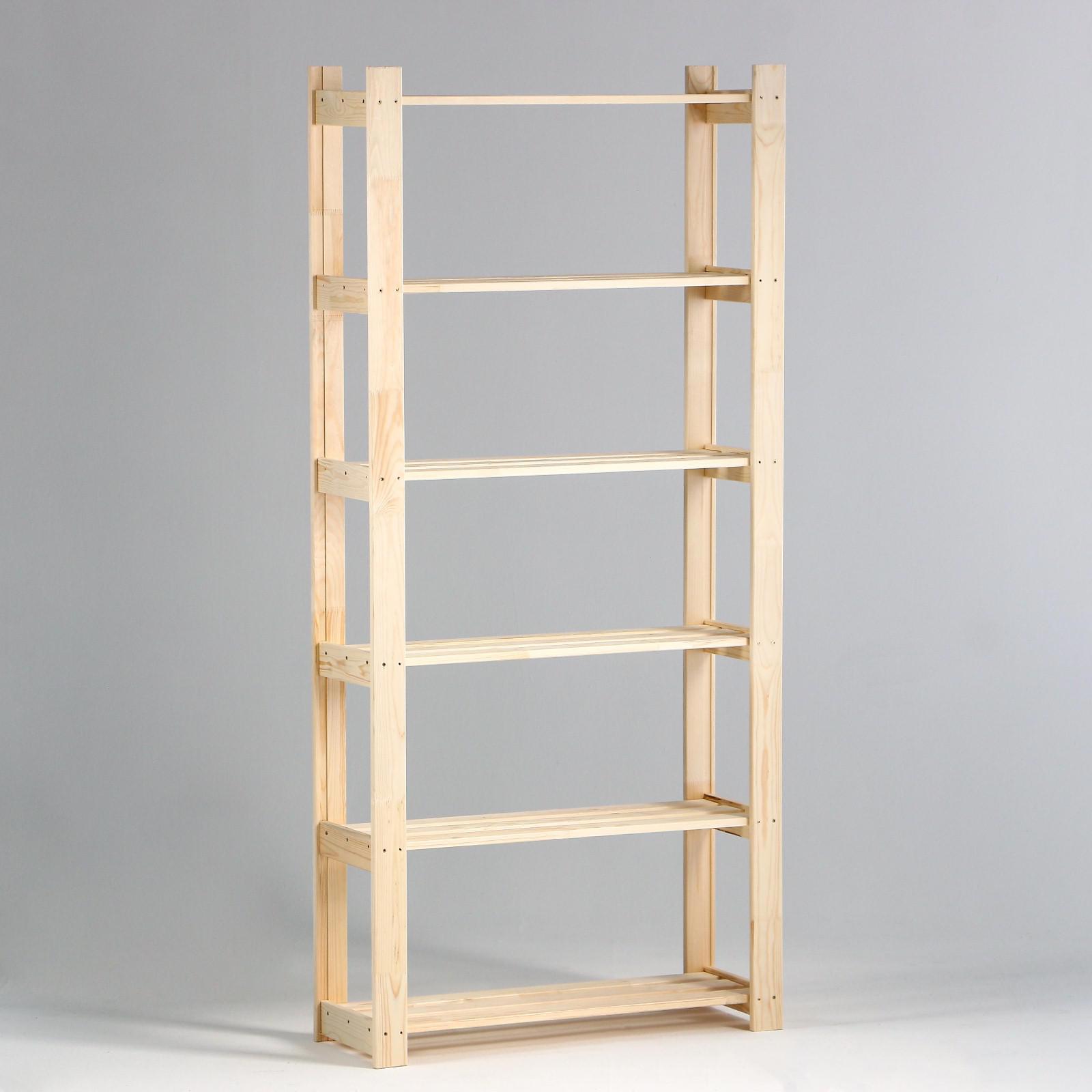 Изображение товара Стеллаж деревянный Добропаровъ 84x180x28 см бежевый 6 полок для дома гаража и мастерской