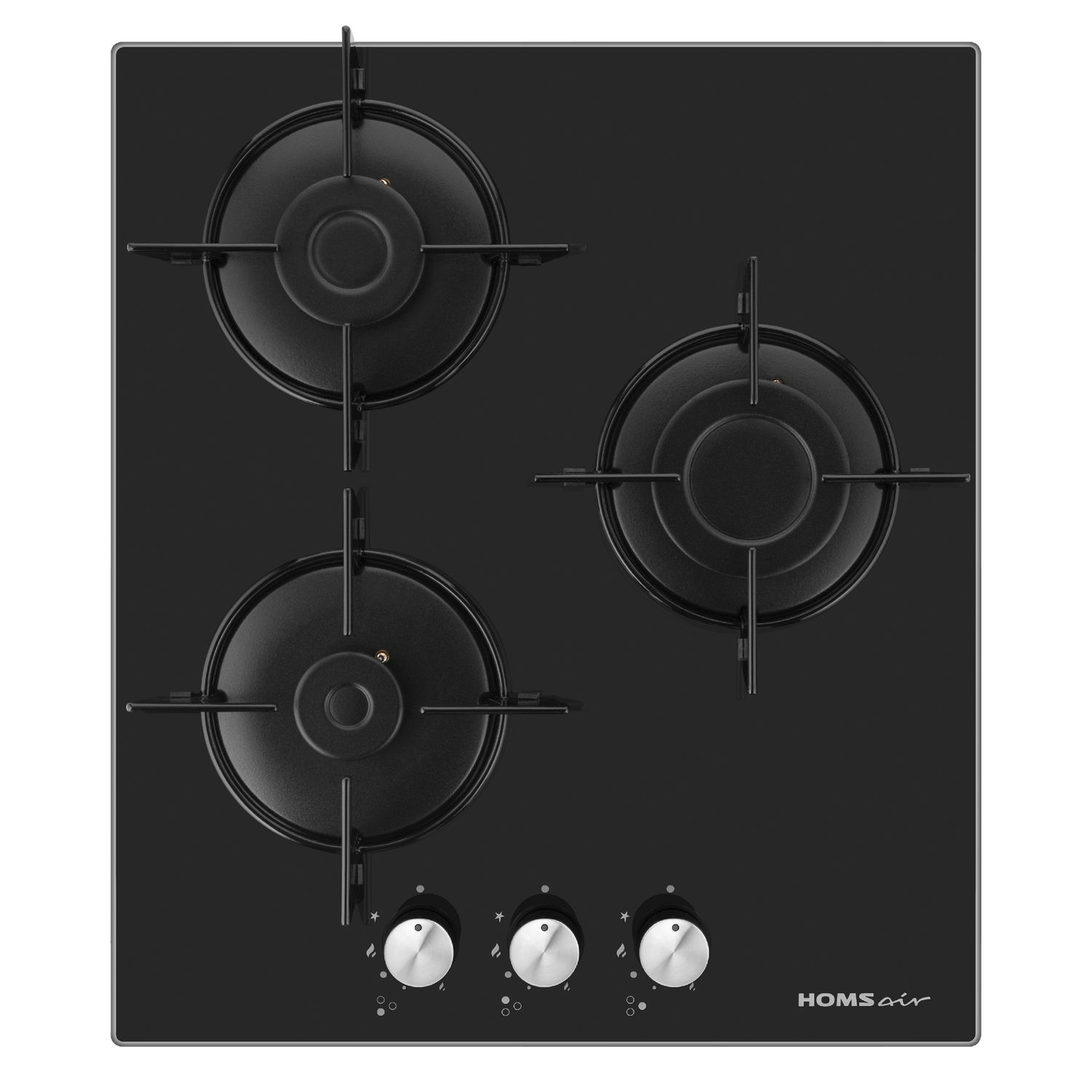 Изображение товара Газовая варочная панель Homsair HGG431BK 44 см 3 конфорки черный цвет