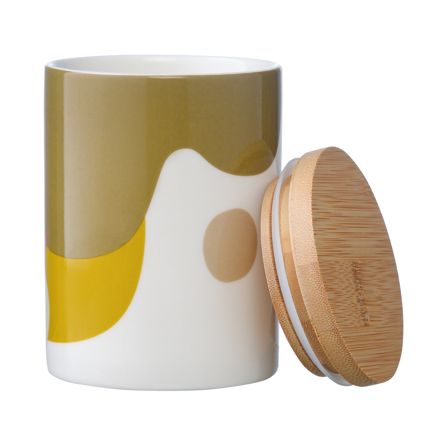 Изображение товара Банка для сыпучих продуктов Tkano 0.28 л фарфор горчичный с авторским принтом