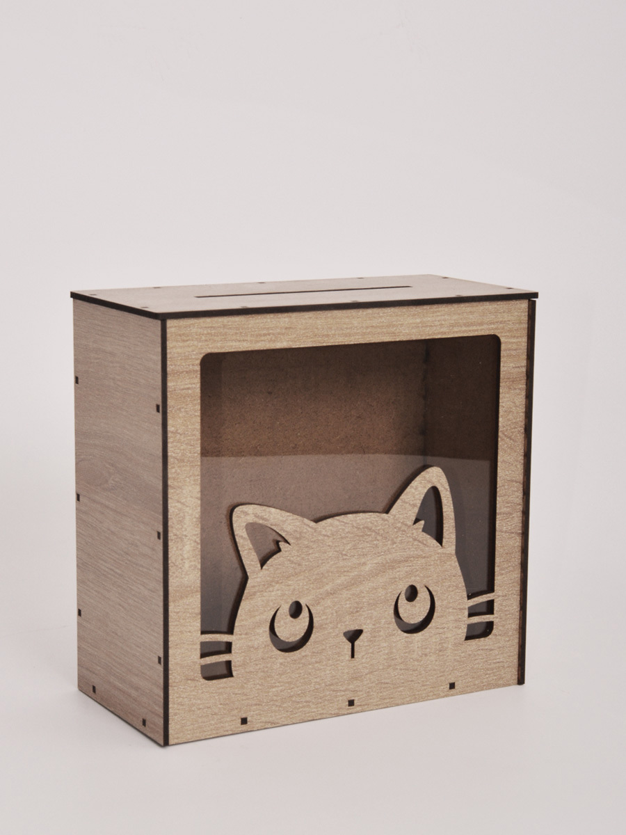 Изображение товара Копилка для денег большая деревянная "Кот" 10x19x19 см