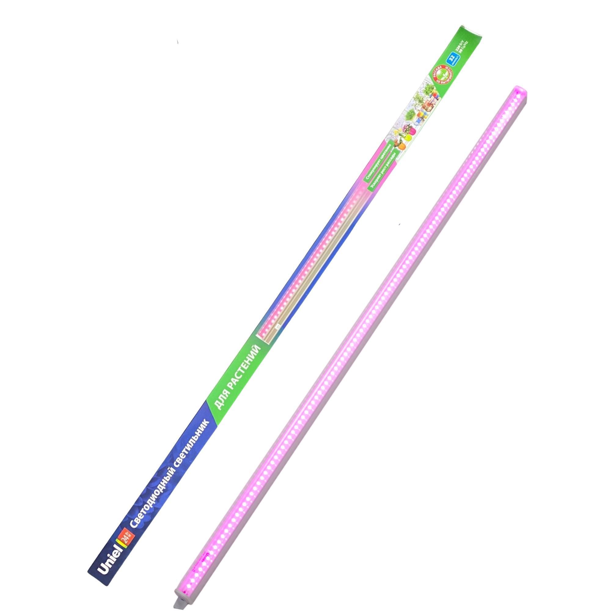 Изображение товара Фитосветильник светодиодный UNIEL ULI-P21-24W/SPSB IP40 WHITE линейный 872 мм 24 Вт красно-синего спектра