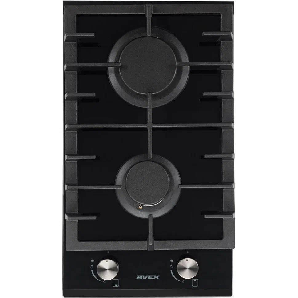Изображение товара Газовая варочная панель AVEX HM 3022 B 2 конфорки черный стекло