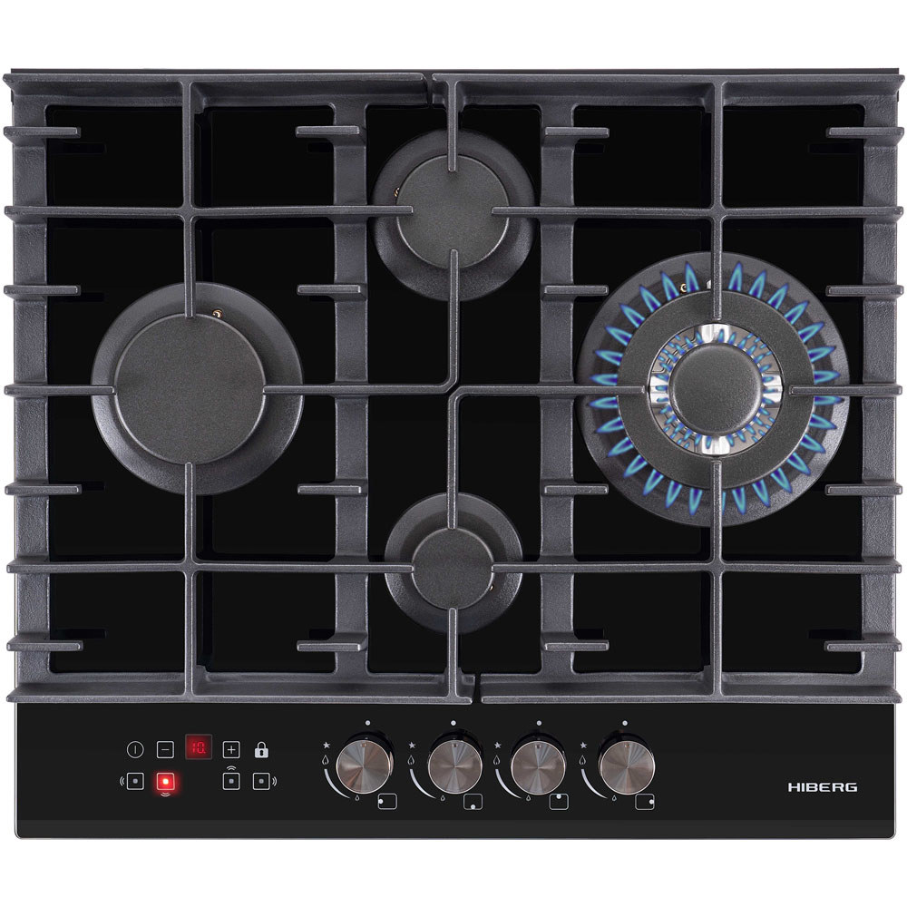 Изображение товара Газовая варочная панель Hiberg VM 6145 B 58.4 см 4 конфорки черная