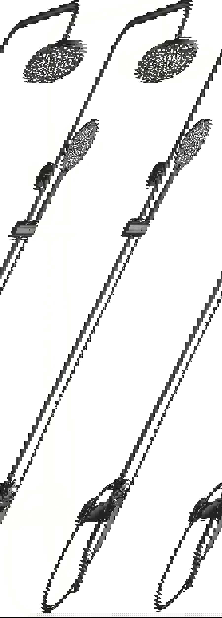 Изображение товара Душевая система Rainsberg R9074H черный матовый 2 режима регулируемая высота