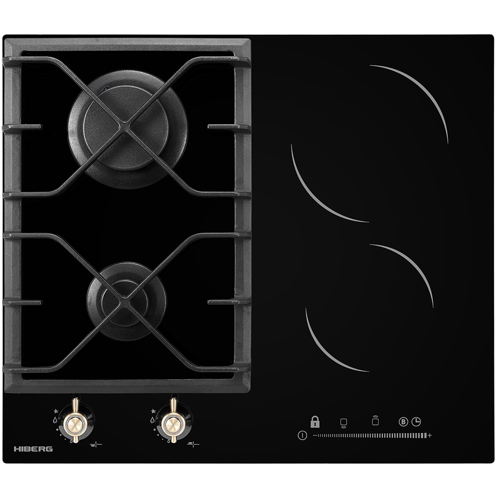 Изображение товара Комбинированная варочная панель Hiberg VM 6021 B 4 конфорки черный стеклокерамика