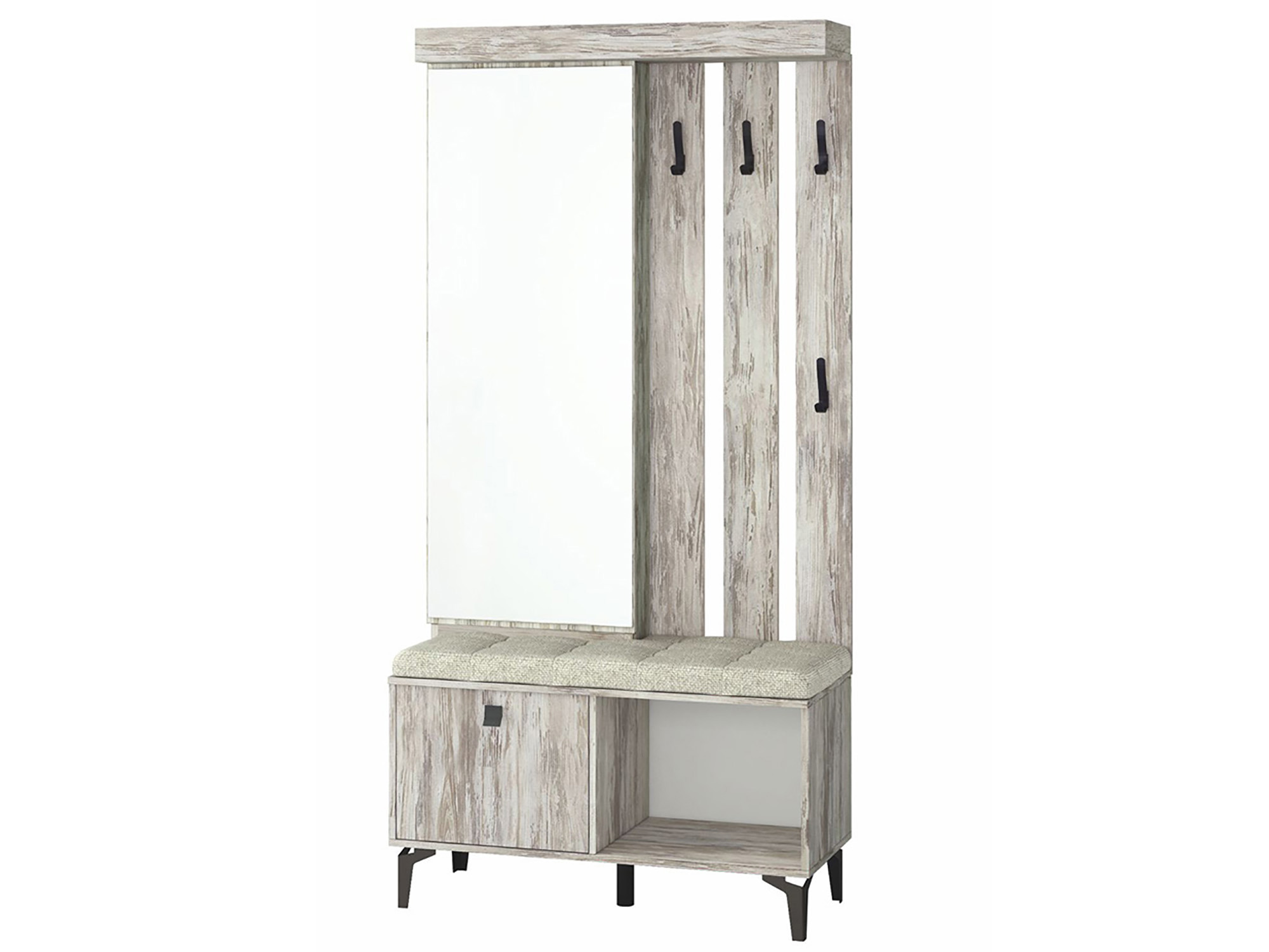 Изображение товара Комплект мебели для прихожей Тэкс 98.4x210 см с 4 полками ЛДСП эффект серого дуба