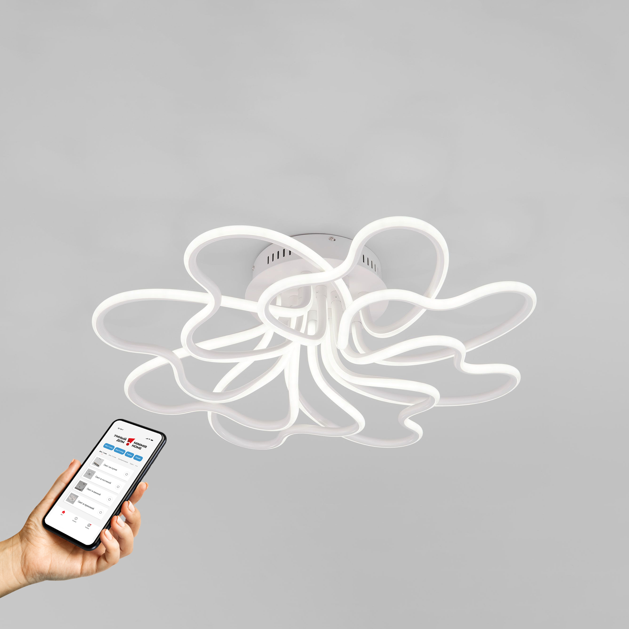 Изображение товара Потолочный светодиодный светильник Eurosvet с управлением по Wi-Fi 90235/8 белый Smart