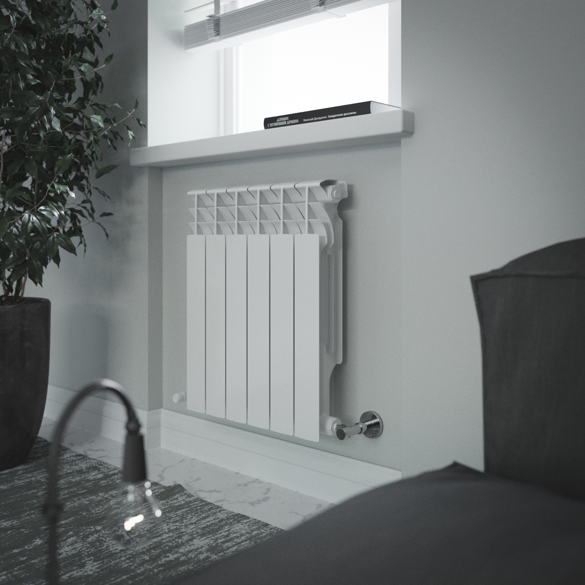 Изображение товара Секционный радиатор KONNER LUX 100/500 с 12 секциями алюминий белый
