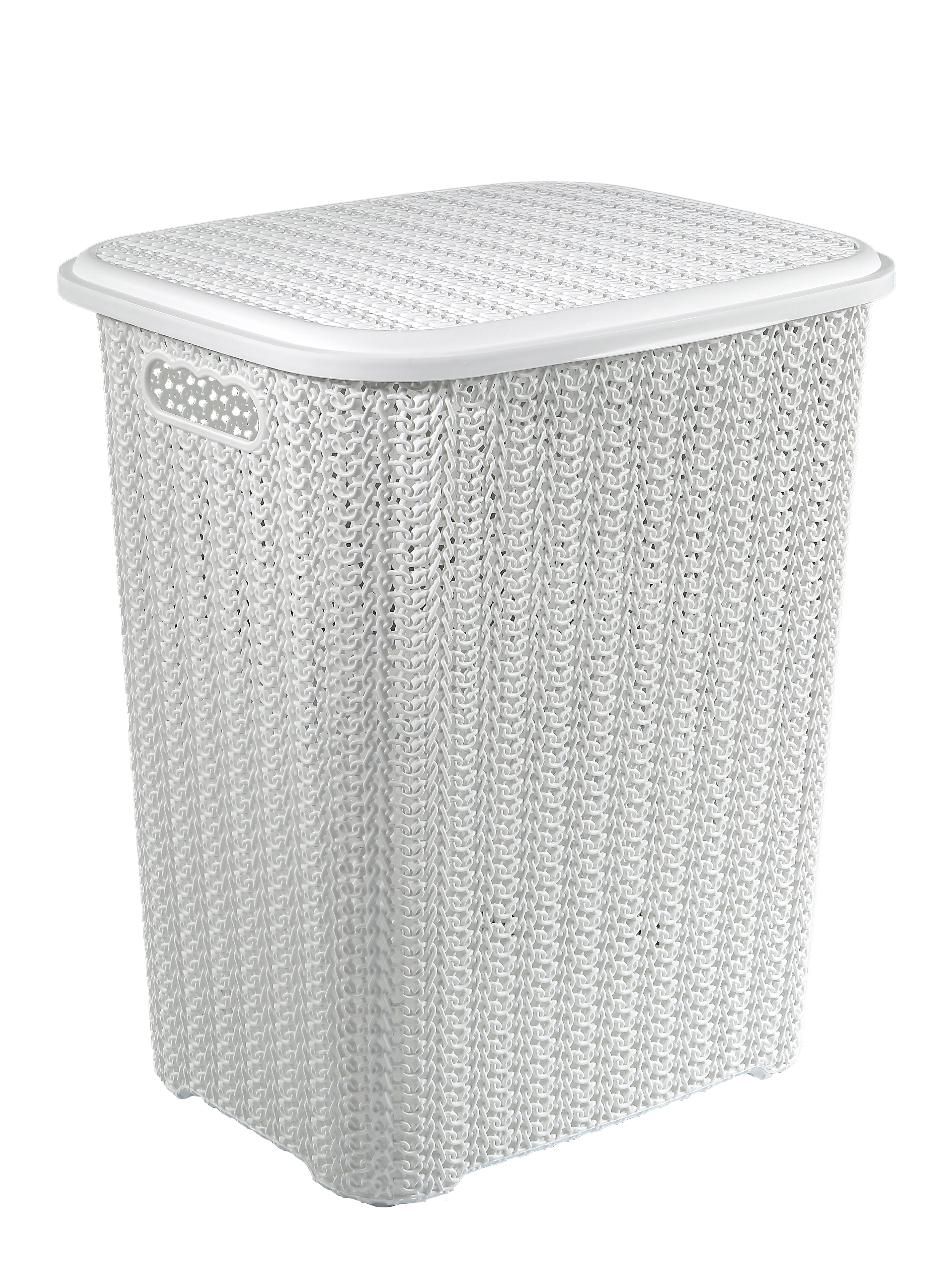 Изображение товара Корзина для белья Виолет Вязь белого цвета из прочного пластика