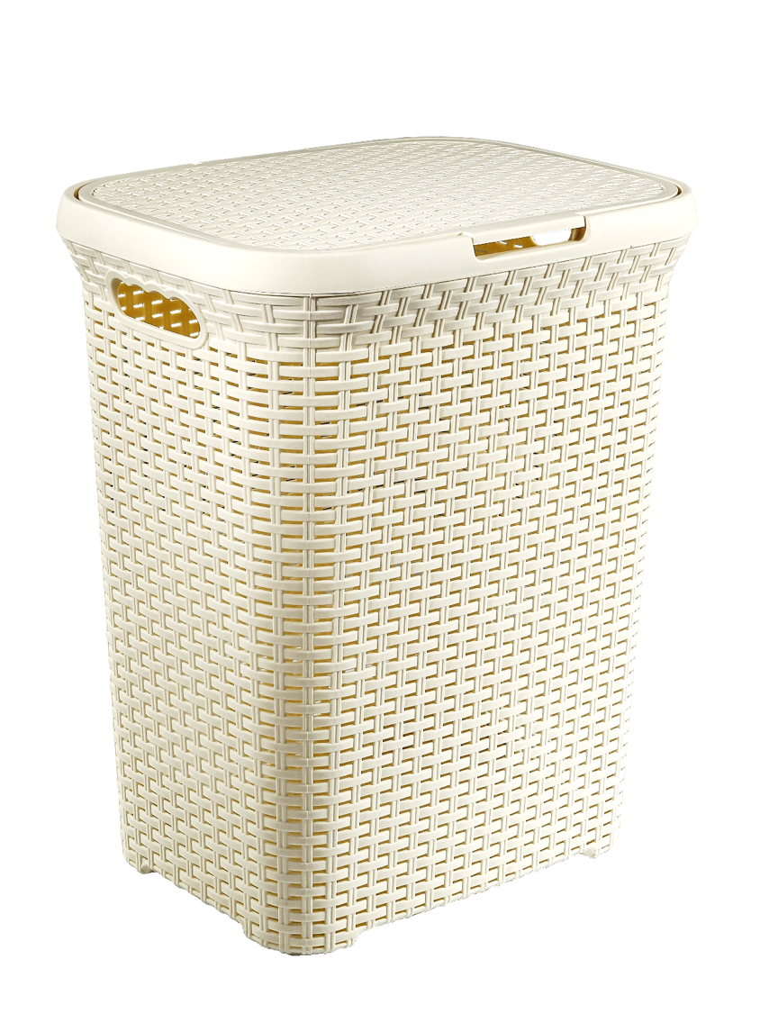 Изображение товара Корзина для белья Виолет Ротанг из полипропилена с крышкой и ручками 60л