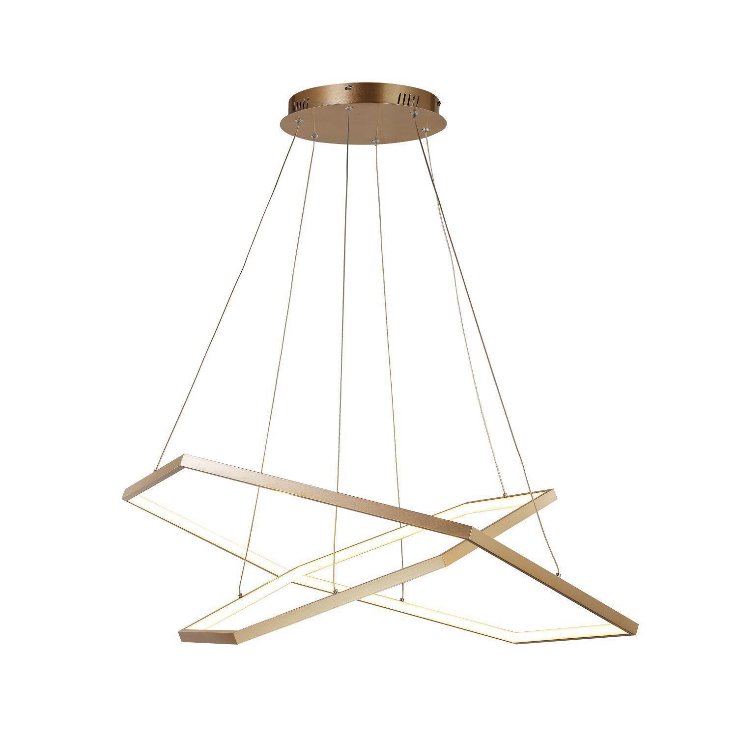 Изображение товара Люстра Favourite Hexagon 2103-14P в золотом цвете, регулировка высоты, 2 плафона, современный стиль