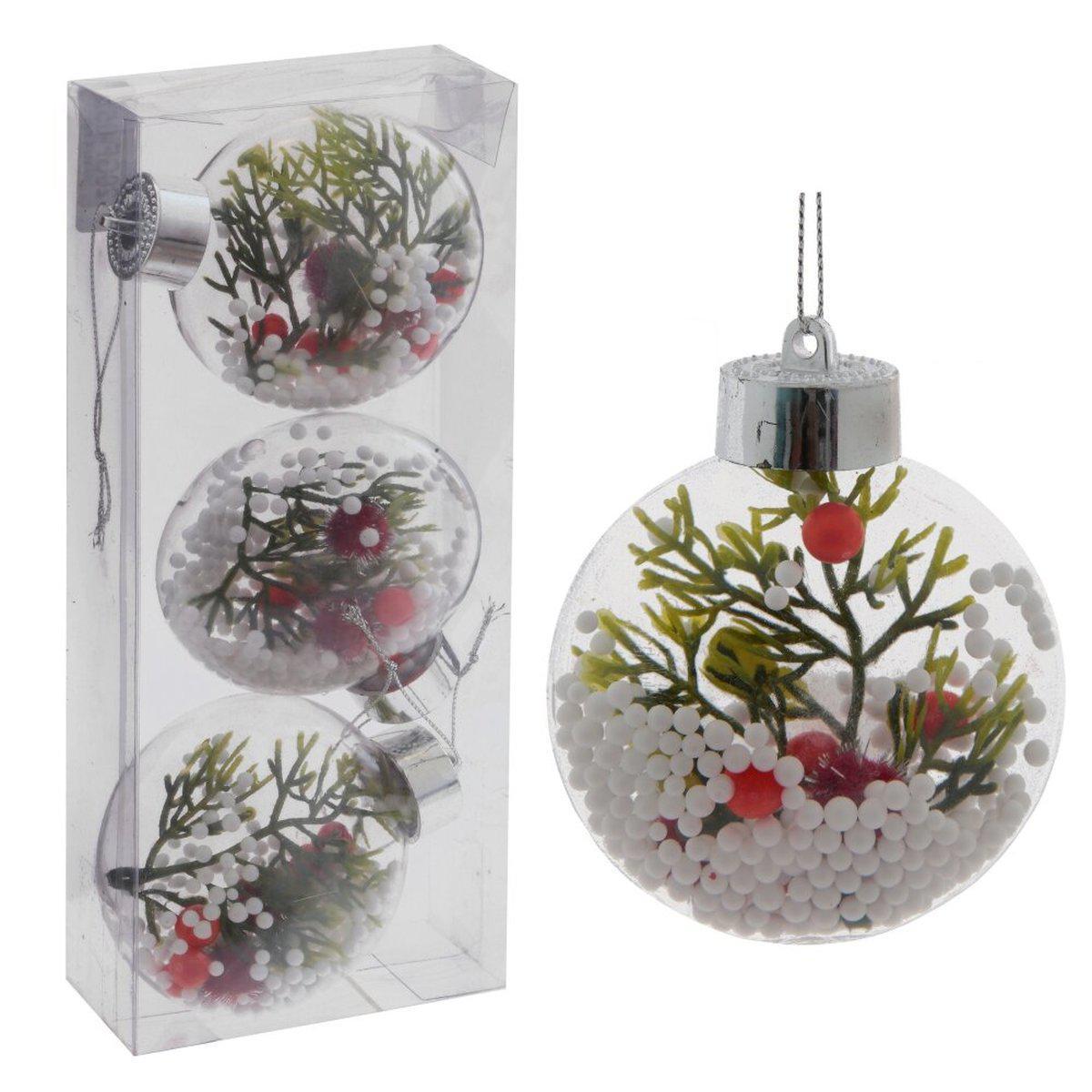 Изображение товара Набор елочных шаров Без бренда 762056 4 см пластик зеленый 3 шт