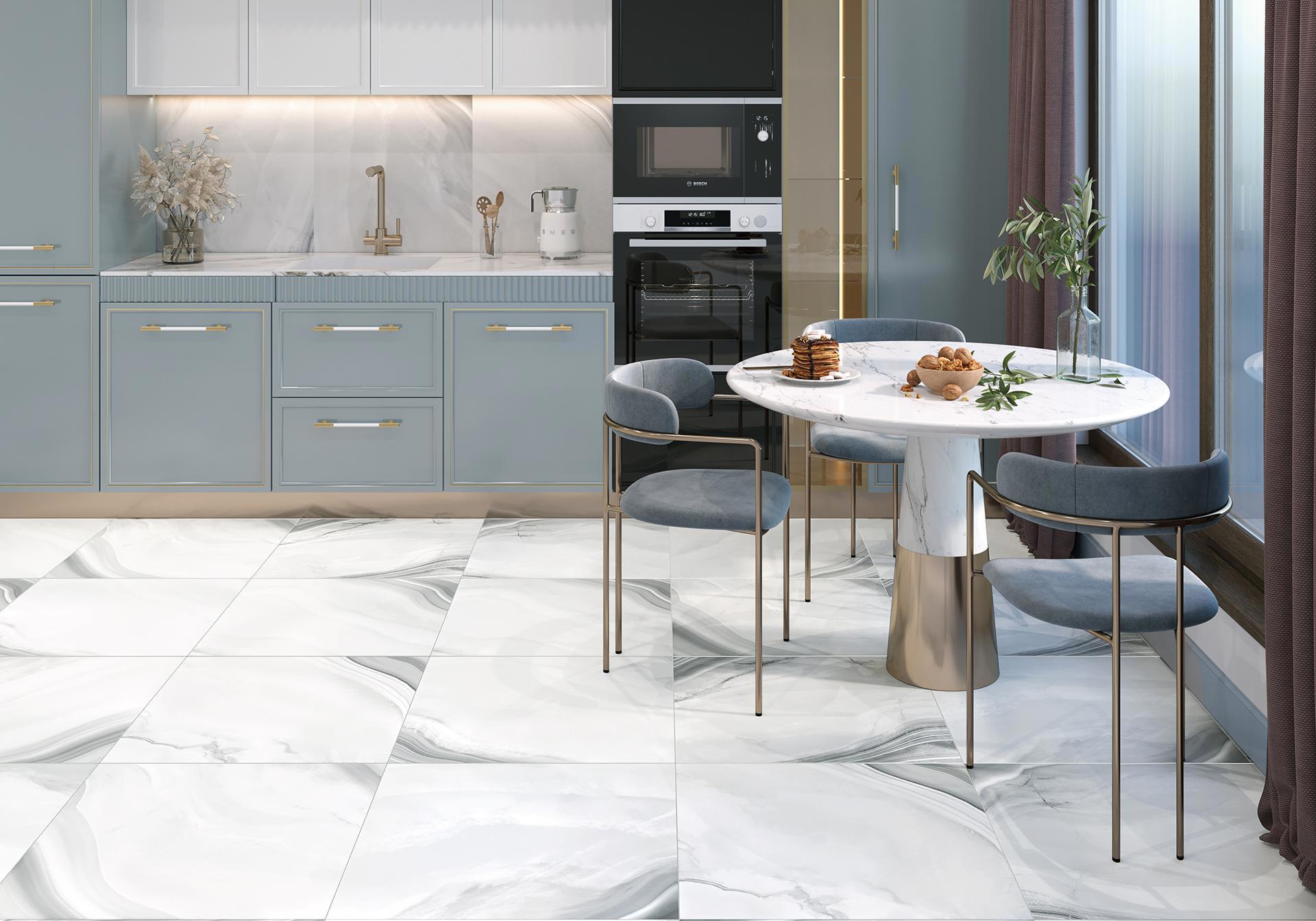 Изображение товара Керамогранит Alma Ceramica 57x57 см серый эффект мрамор для пола и стен