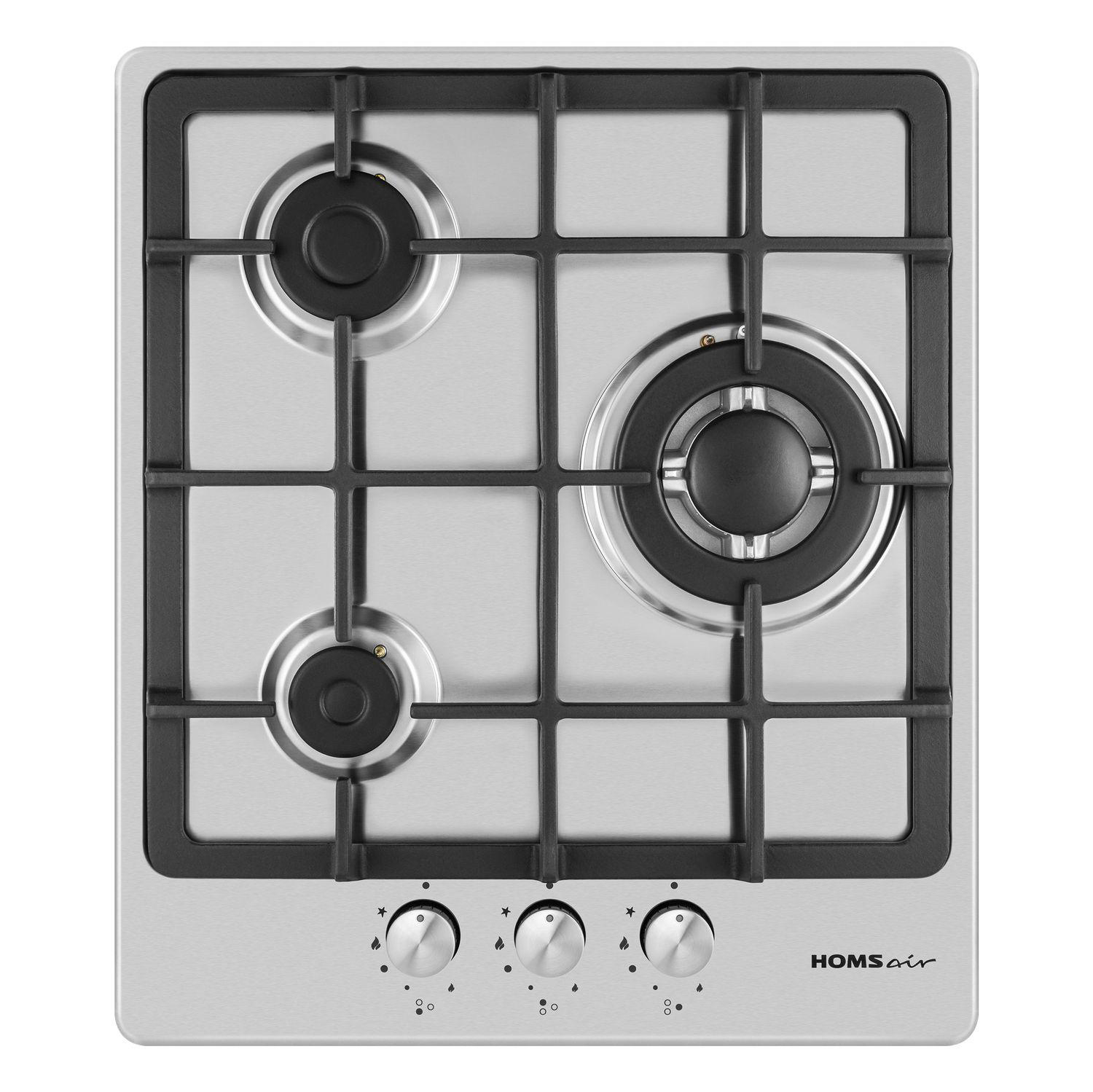 Изображение товара Газовая варочная панель Homsair HGS433TGCS 44 см 3 конфорки нержавеющая сталь