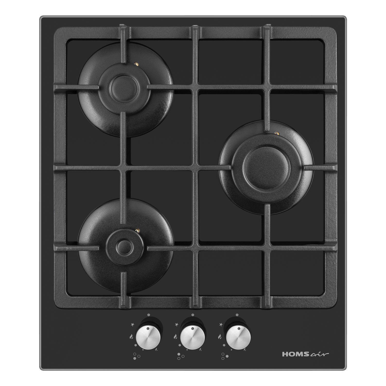 Изображение товара Газовая варочная панель Homsair HGG433BK 45 см 3 конфорки цвет черный