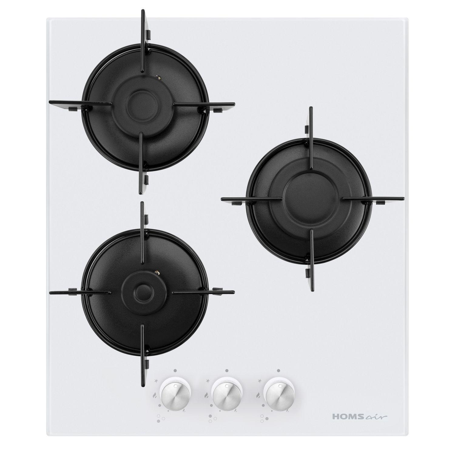 Изображение товара Газовая варочная панель Homsair HGG431WH 44 см 3 конфорки белая