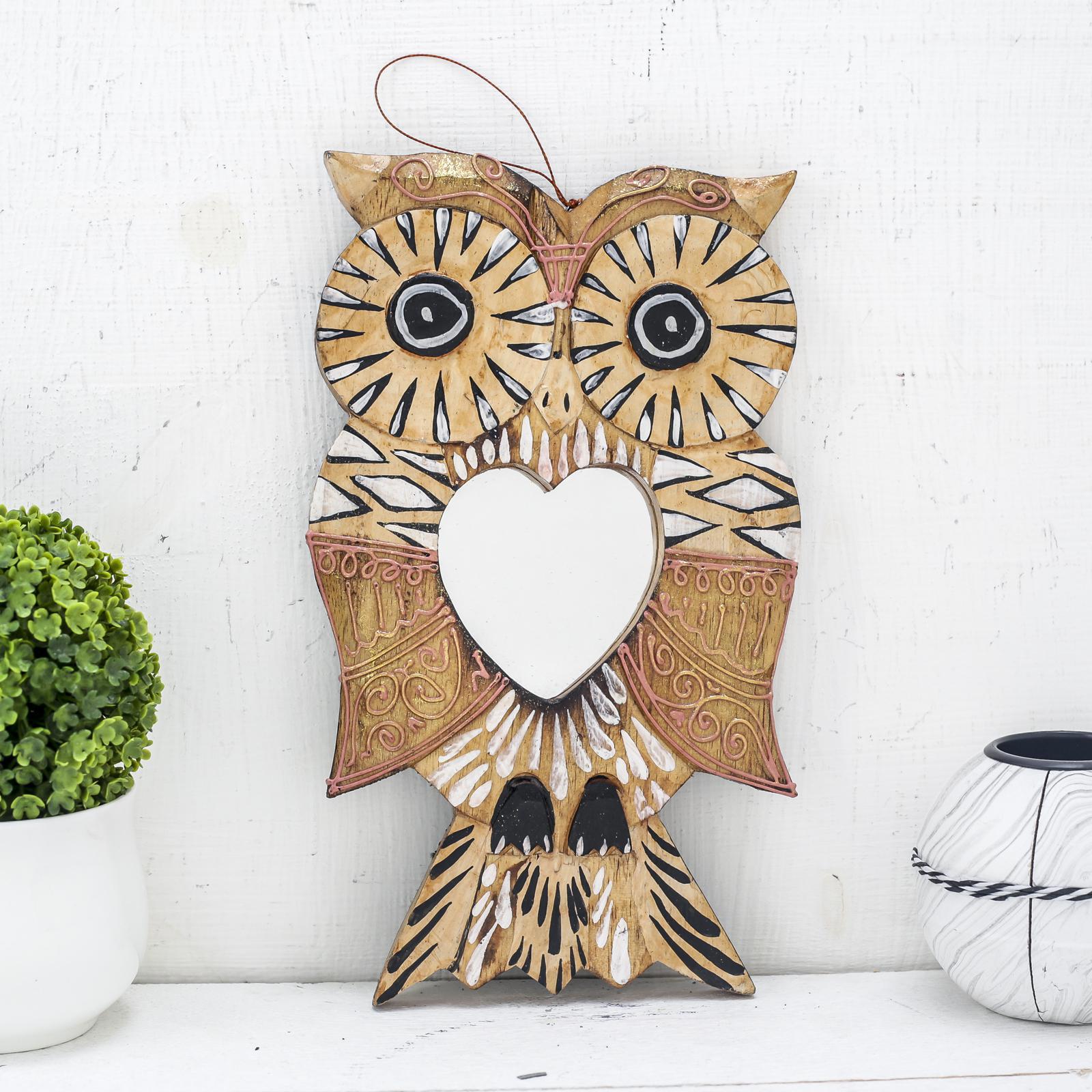 Изображение товара Панно настенное с зеркалом "Сова с сердцем" 1.3x14x24 см