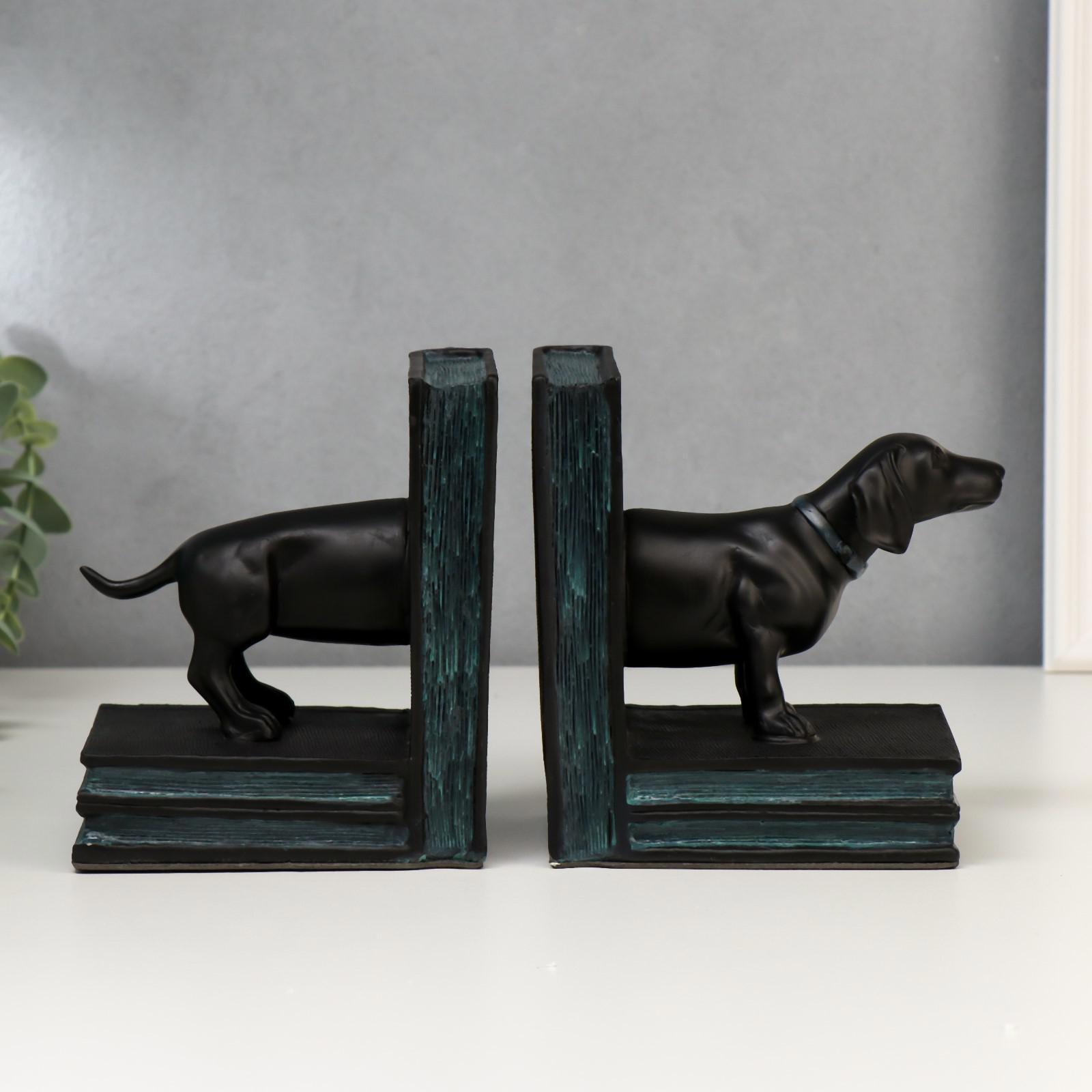 Изображение товара Держатели для книг Такса 2 шт Черный — стиль и порядок