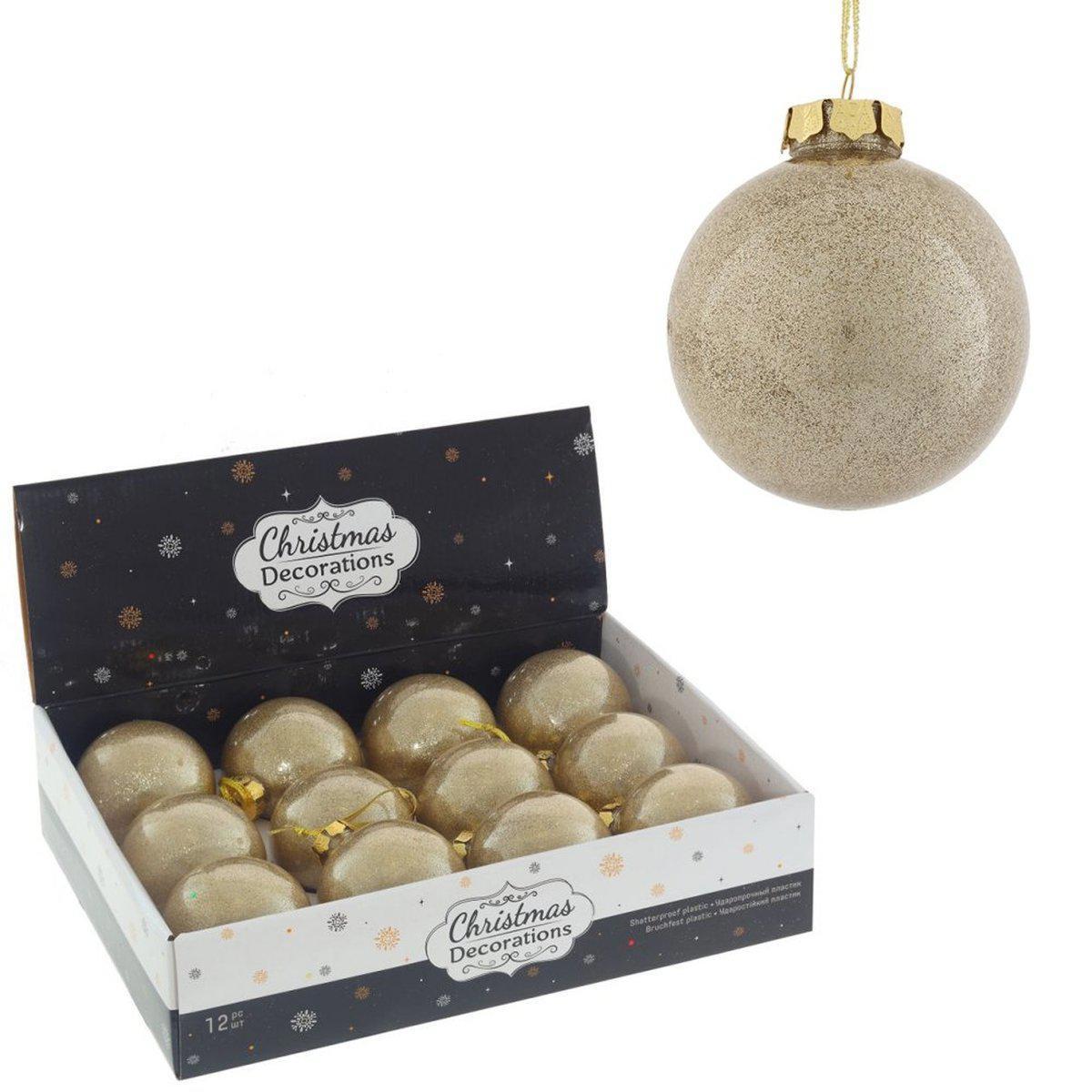 Изображение товара Набор елочных шаров 12 шт 8 см стекло зеленый с блестками и зажимом