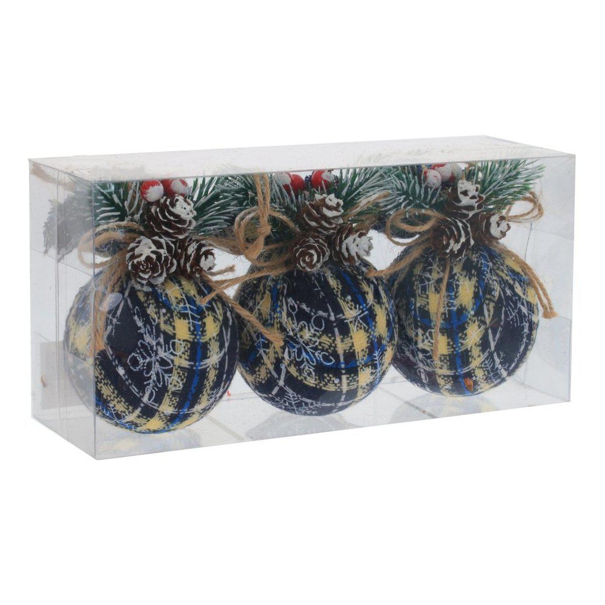 Изображение товара Набор елочных шаров 762028 Шар 7.5 см пластик синий 3 шт