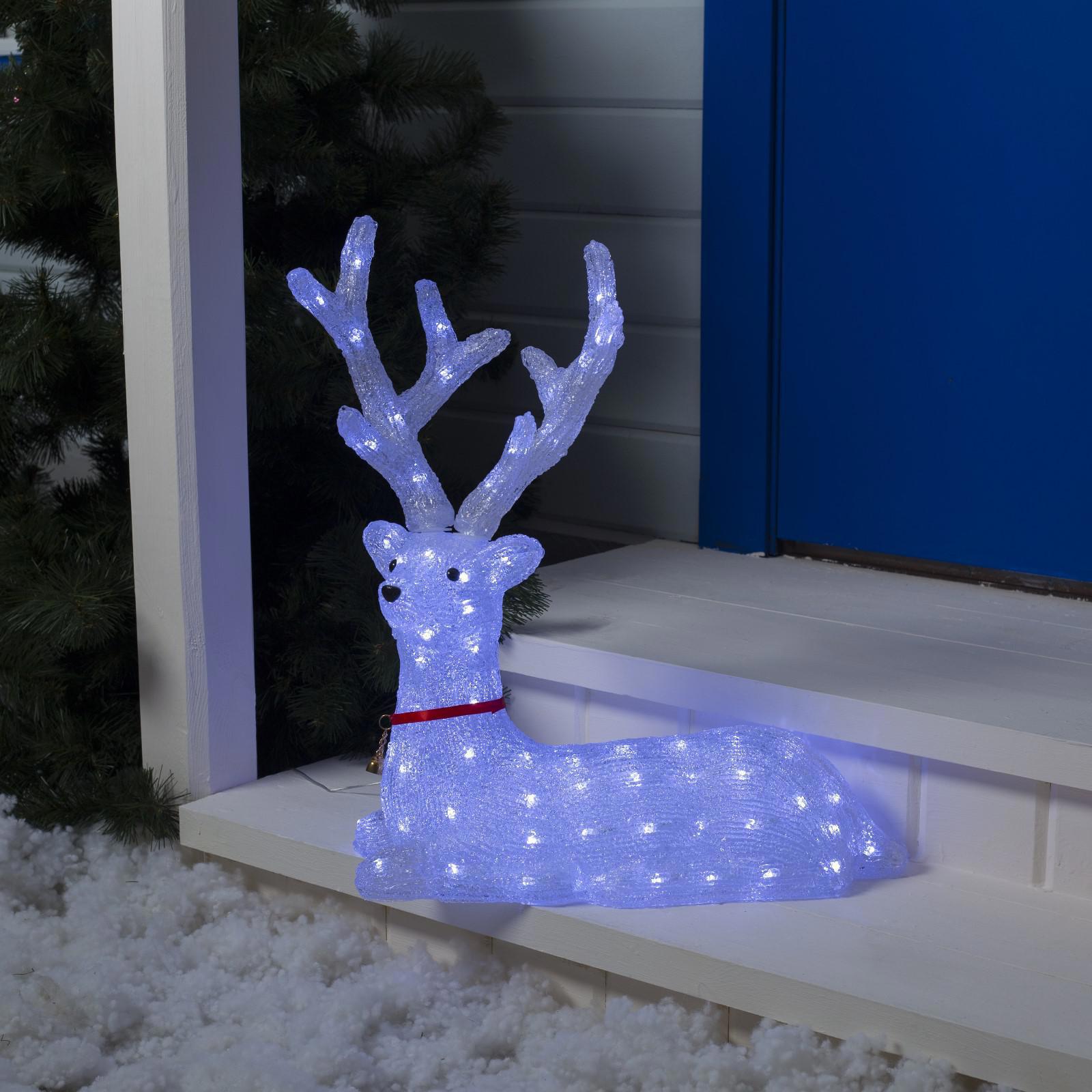Изображение товара Светящаяся электрическая фигура олень с 96 LED 8 режимов 55x55x21 см для улицы и интерьера