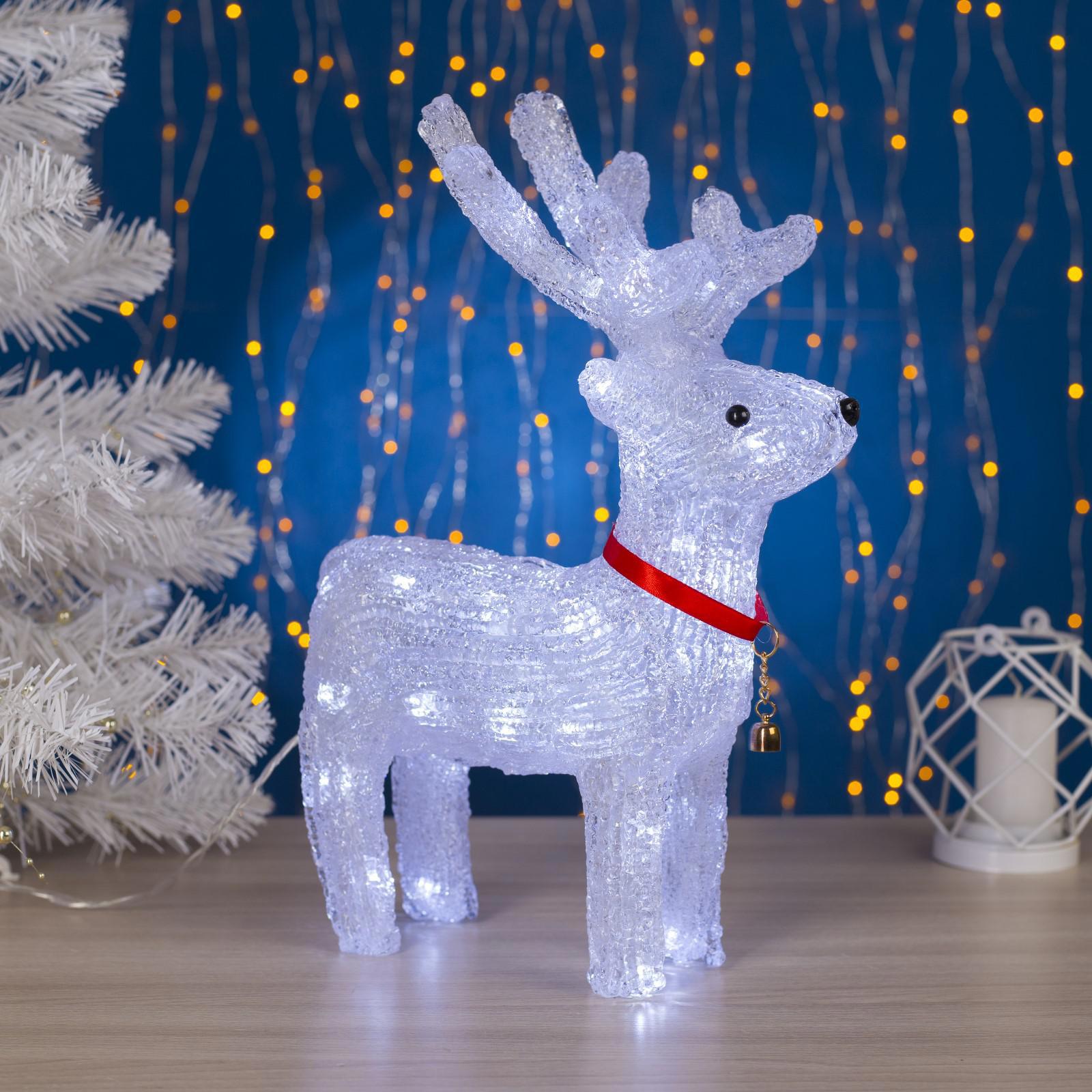 Изображение товара Светящаяся электрическая фигура Оленёнок 36 см белая для дома и улицы