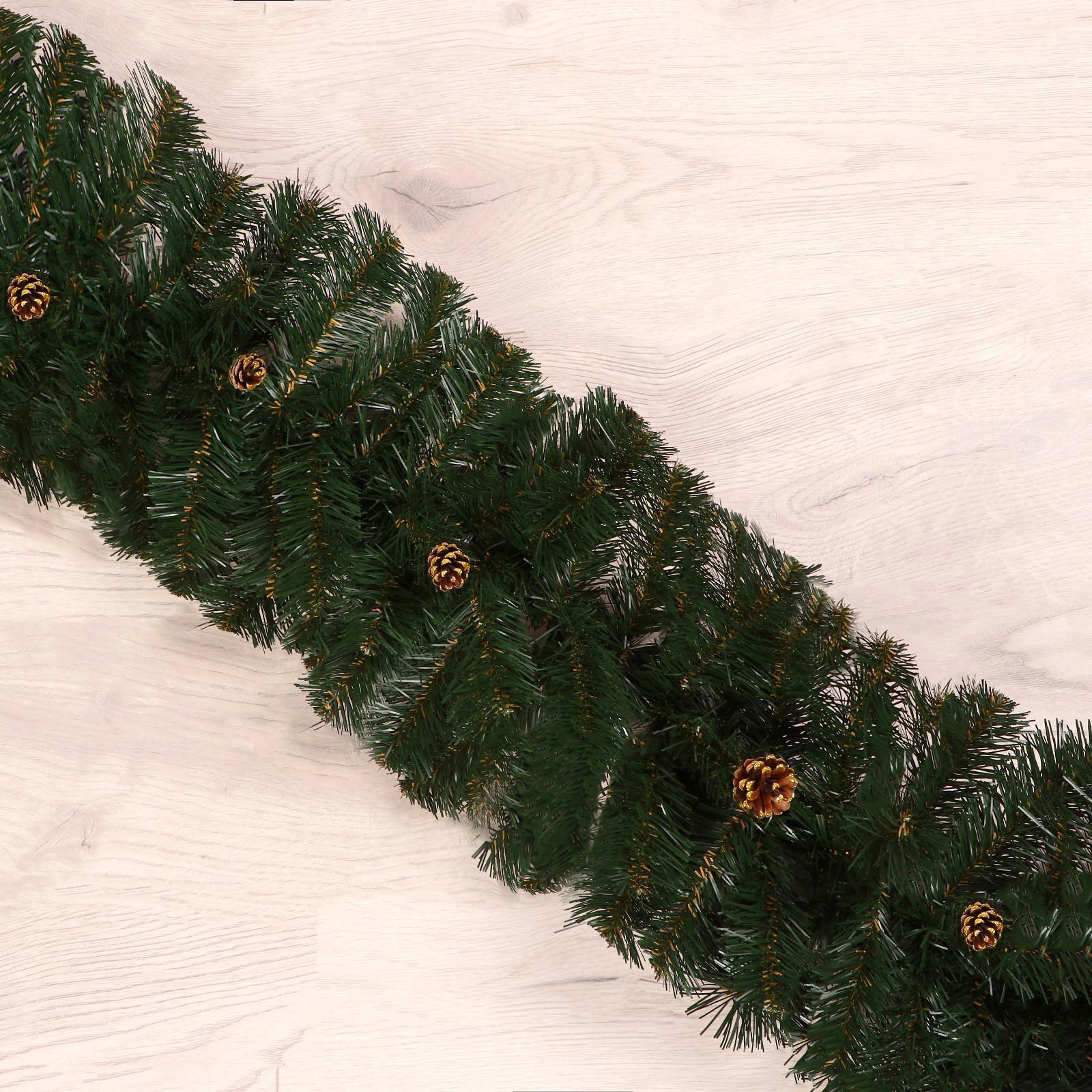 Изображение товара Мишура ПВХ Simaland 7134963 270 см зеленая с шишками рождественский декор