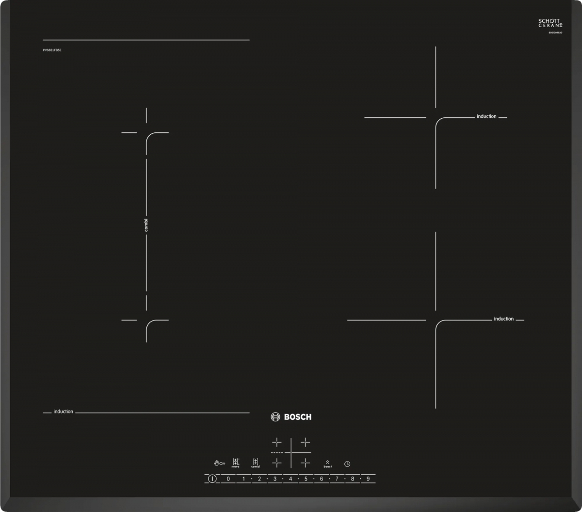 Изображение товара Индукционная варочная панель Bosch PVS 651FB5E 59.2 см 4 конфорки черный